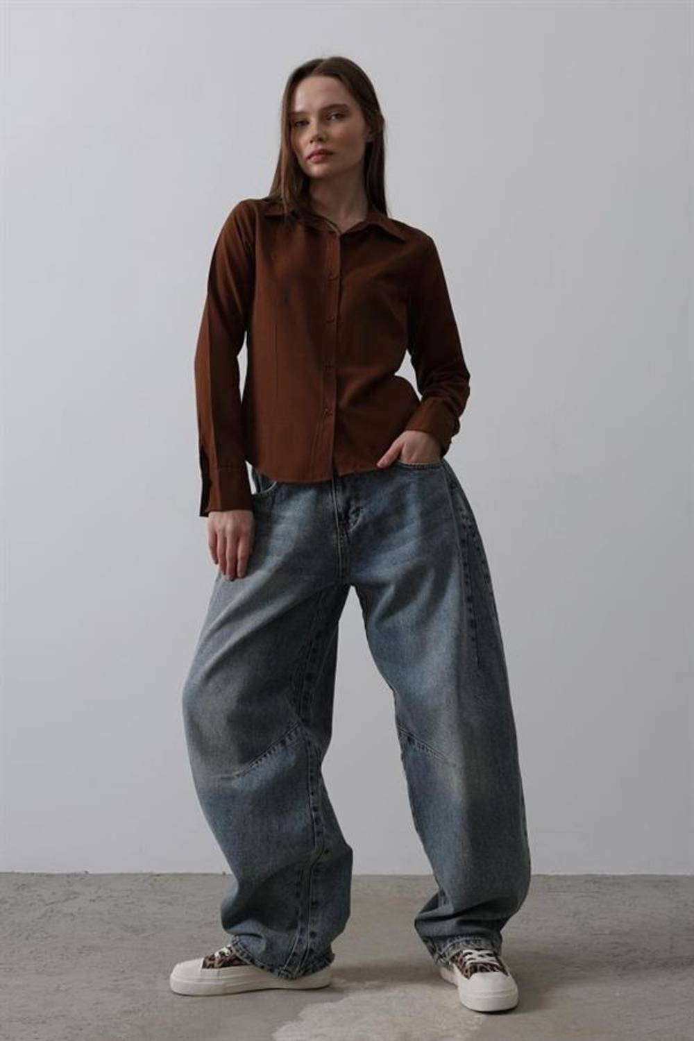 Balon Kesim Pantolon - Mavi