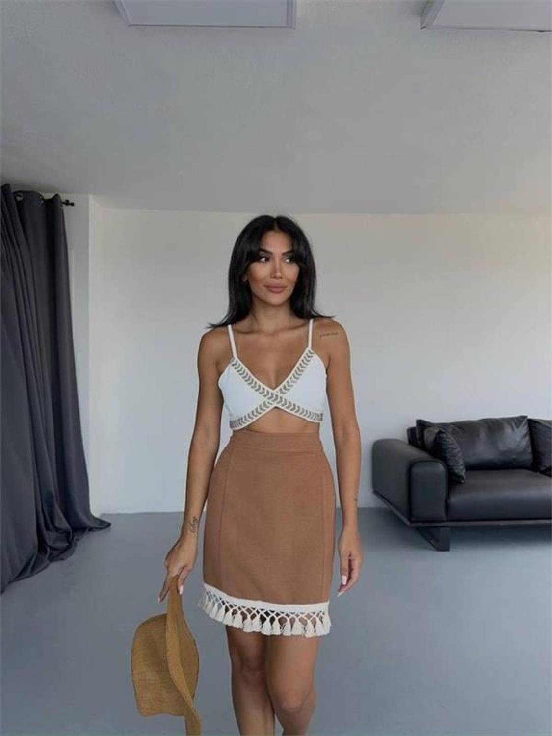 ETEKUCU PÜSKÜL ETEK - Kahverengi