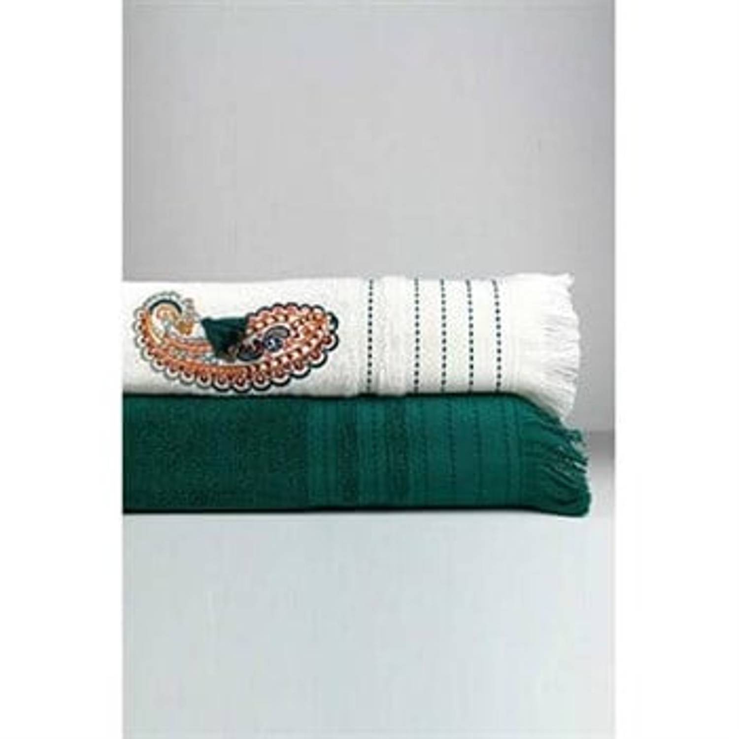 GOOD NIGHT ISTANBUL BOHO CHIC TOWEL SET 50x90, 90x150 EMERALD GREEN