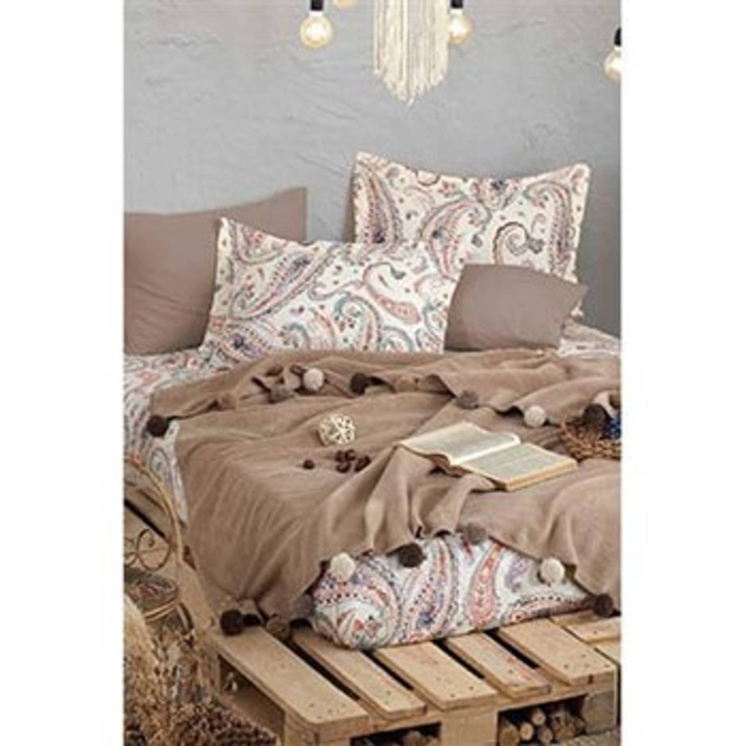 GOOD NIGHT ISTANBUL BLANKET COVER SET BOHO CHIC CAPPUCINO