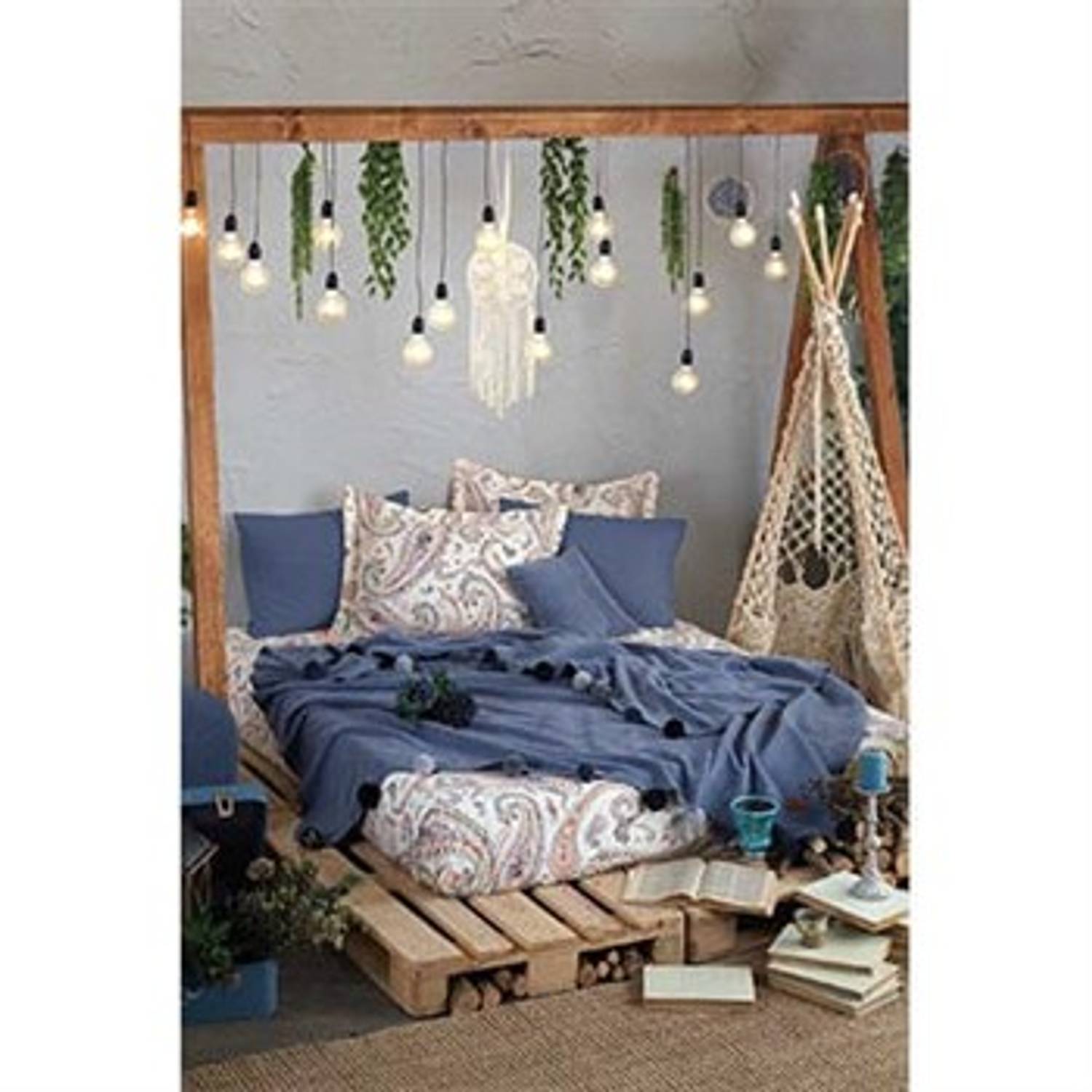 İYİ GECELER İSTANBUL BATTANİYELİ NEVRESİM TAKIMI SET BOHO CHİC COLBALT MAVİ