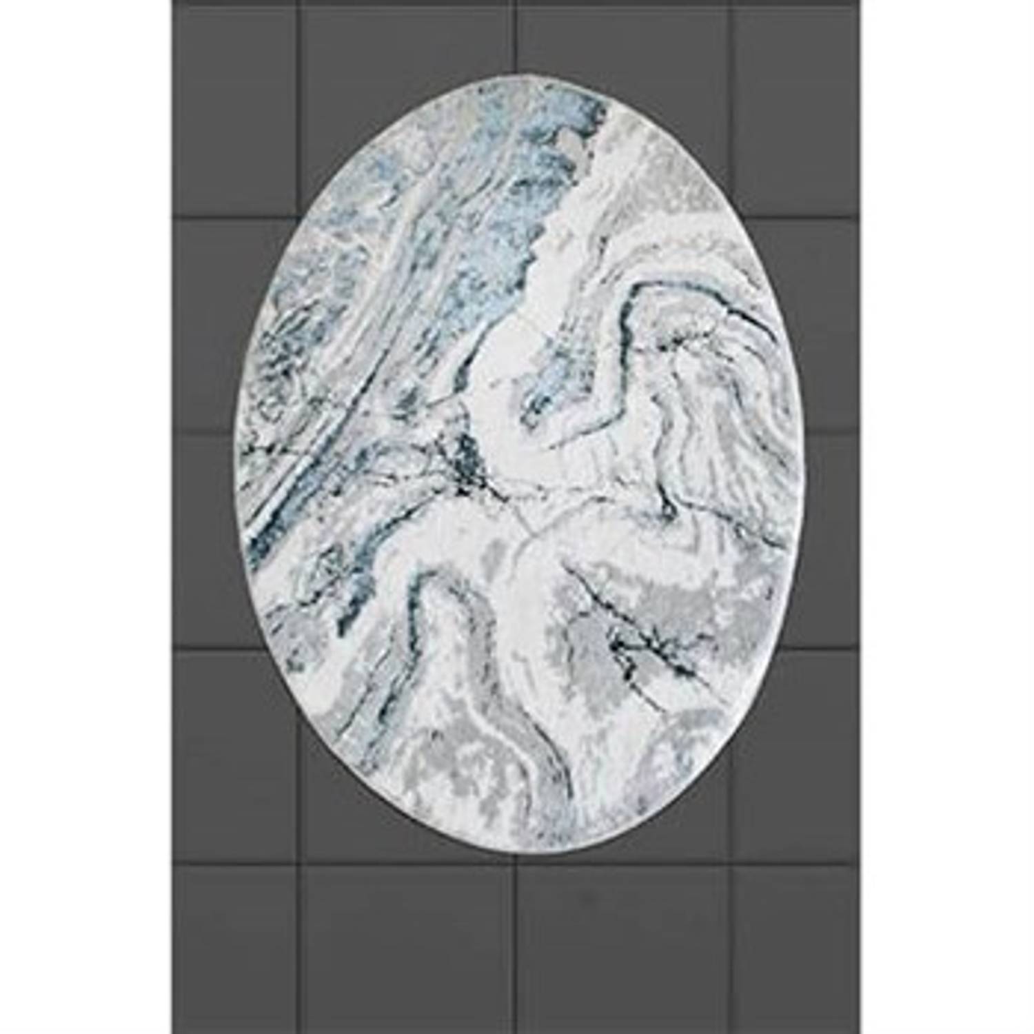 Ковер для ванной "Ийи Геджелер Стамбул" 90x120 см, мармуровый, аквамариновый, с хлопковым и вискозным составом, непромокаемый, долговечный