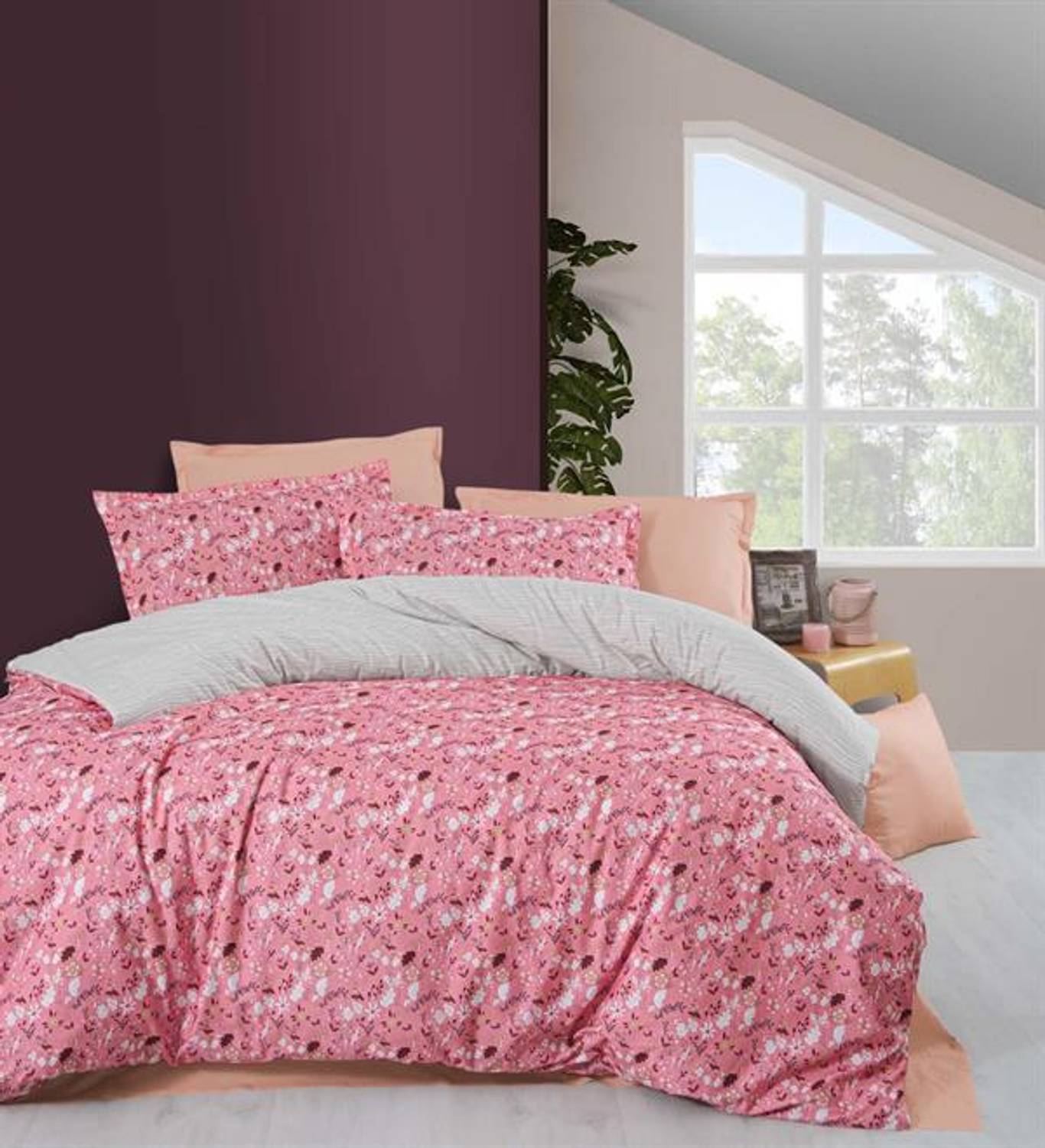 Sarev Ranforce Single Duvet Cover Set Bazaar Blossom Salmon 1Y D