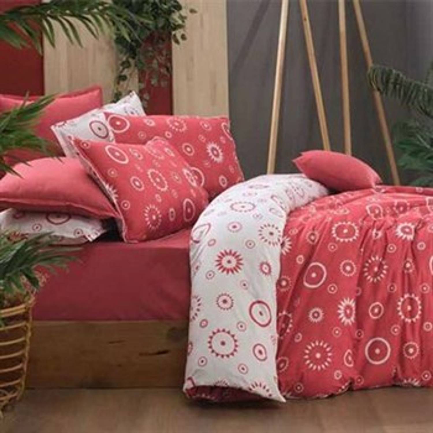 SAREV PERCALE SINGLE BEDDING SET MERLOT V1 1Y D RED