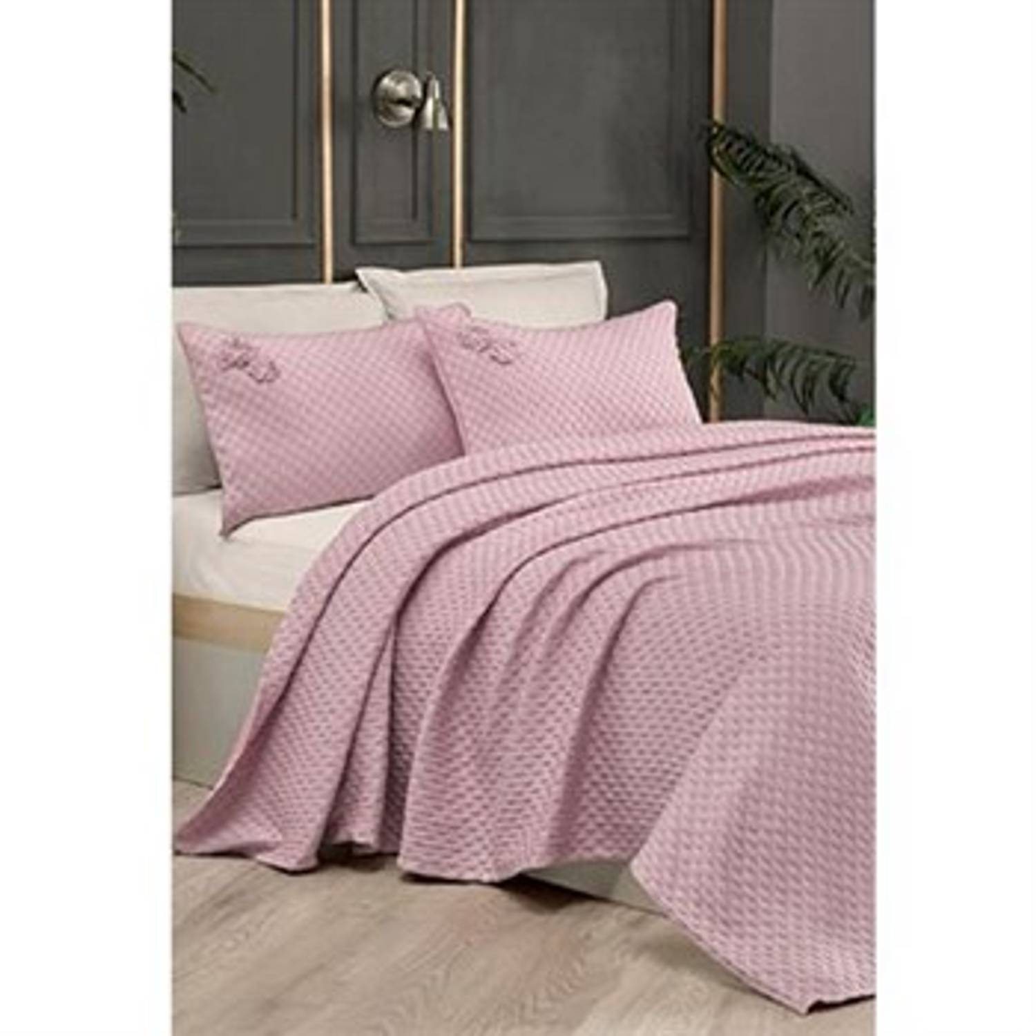 Ексклюзивна двоспальна покривка для ліжка SAREV BELIS V3 рожевого кольору