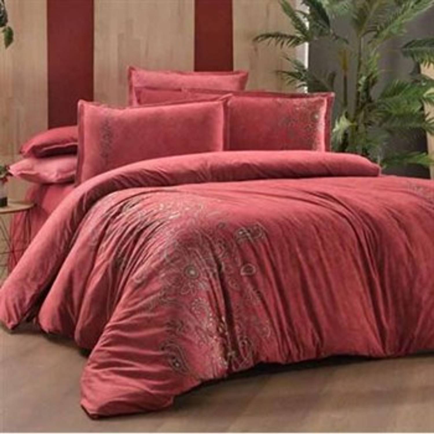 SAREV PERCALE TEK KİŞİLİK NEVRESİM TAKIMI BURGONYA V1 1Y D KIRMIZI