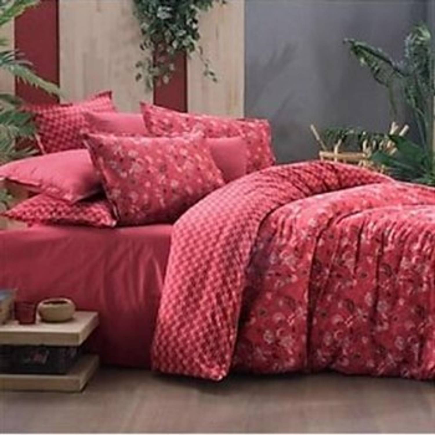 SAREV PERCALE TEK KİŞİLİK NEVRESİM TAKIMI DAHLİA V1 1Y D KIRMIZI