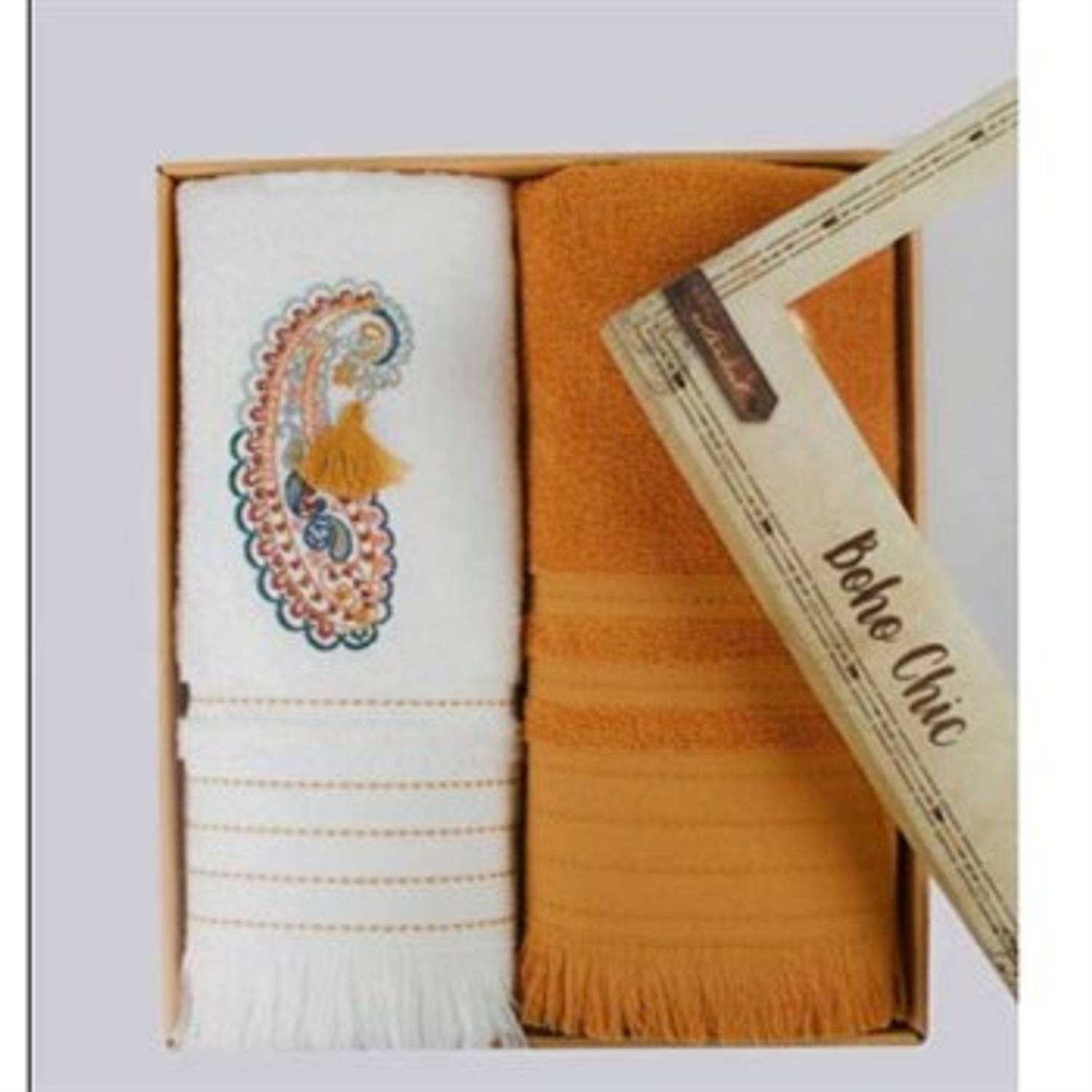 Набор из 2-х полотенец для лица и рук İYİ GECELER İSTANBUL, стиль бохо шик, кобальт и горчичный