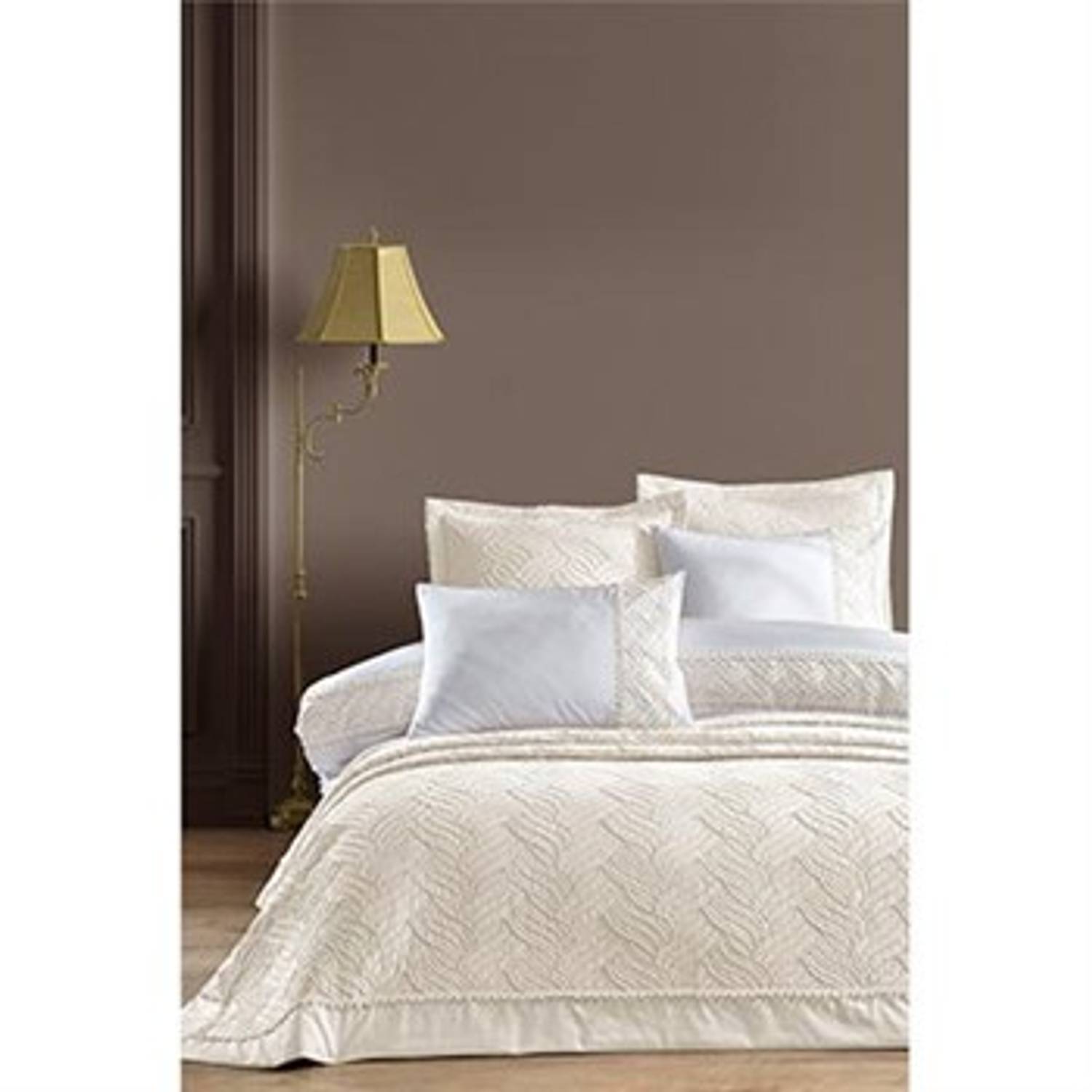GOOD NIGHT İSTANBUL DOUBLE BED COVER AND BEDDING SET TALLIA EKRU