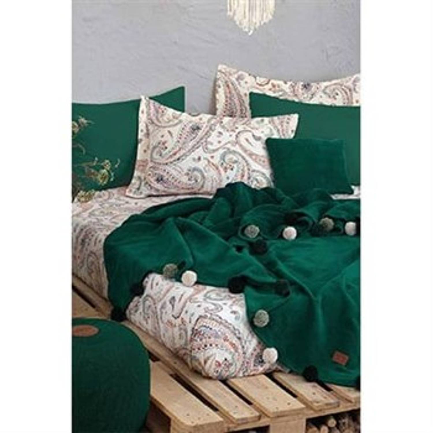 GOOD NIGHT ISTANBUL SINGLE BLANKET BLANKET COVER SET BOHO CHIC EMERALD GREEN