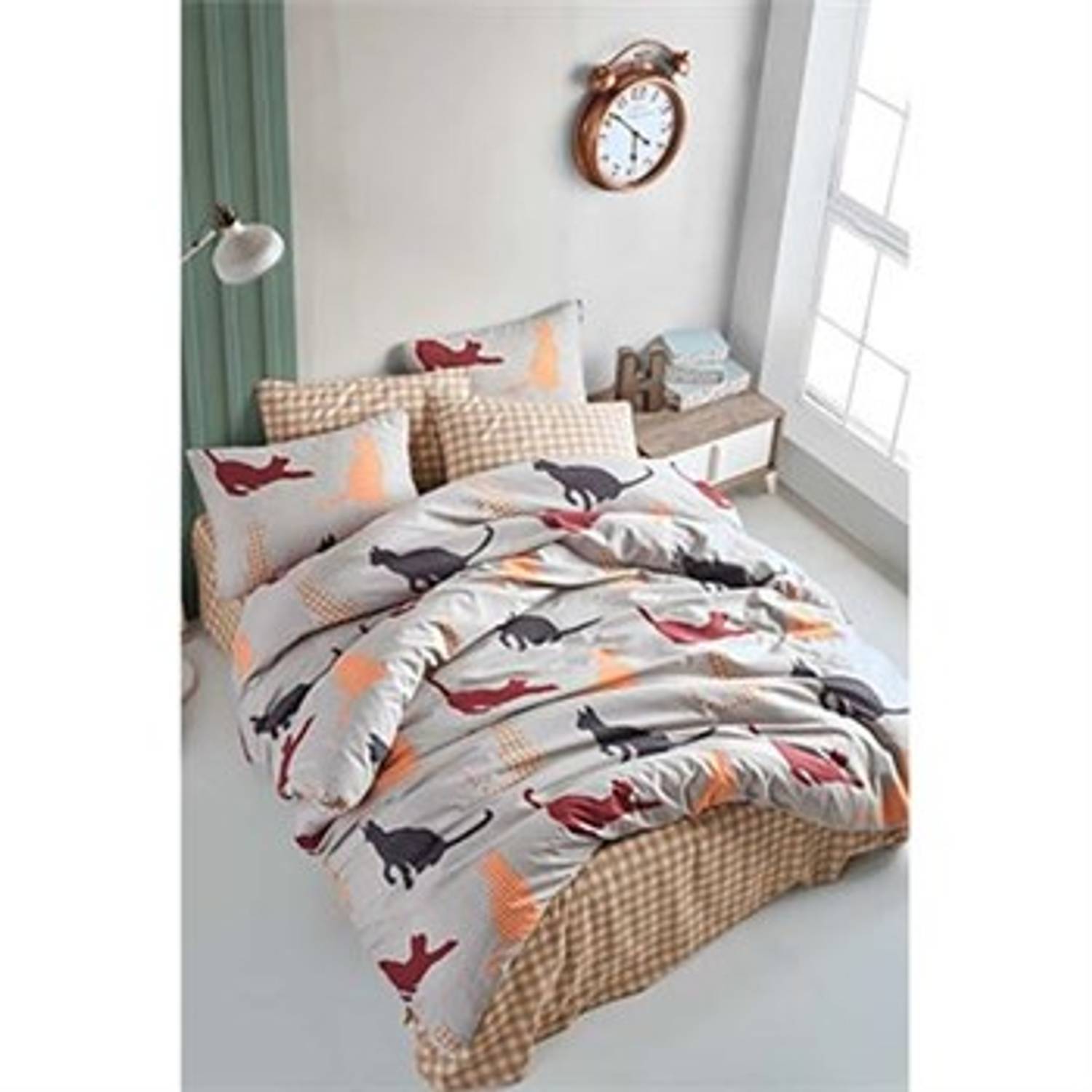 COTTON LIFE DOUBLE BEDDING SET OLİVER SALMON (BOXED)