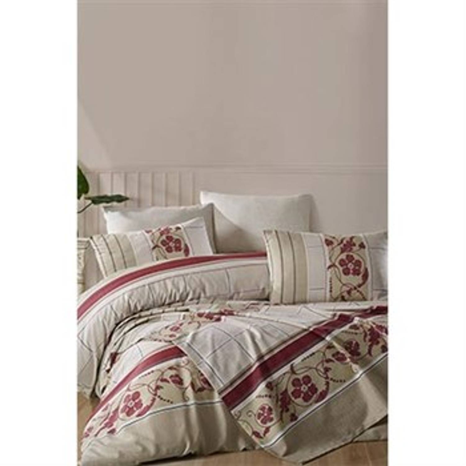 COTTON LİFE ÇİFT KİŞİLİK NEVRESİM TAKIMI FİRUZE BEJ (KUTULU)