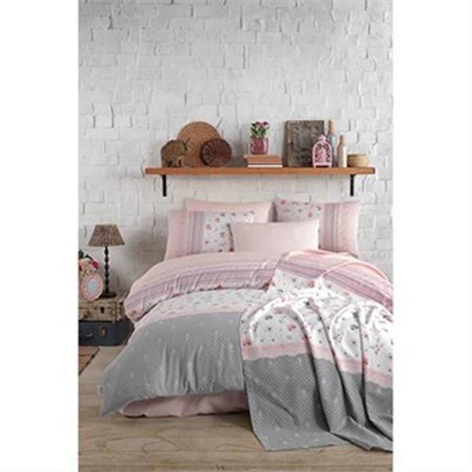 Комплект постільної білизни COTTON LİFE для двоспального ліжка LUSİA, кольору персик, в упаковці