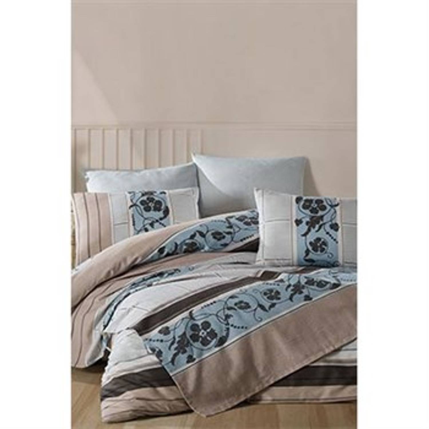 COTTON LIFE DOUBLE PRINTED PIQUE SUIT FIRUZE BLUE