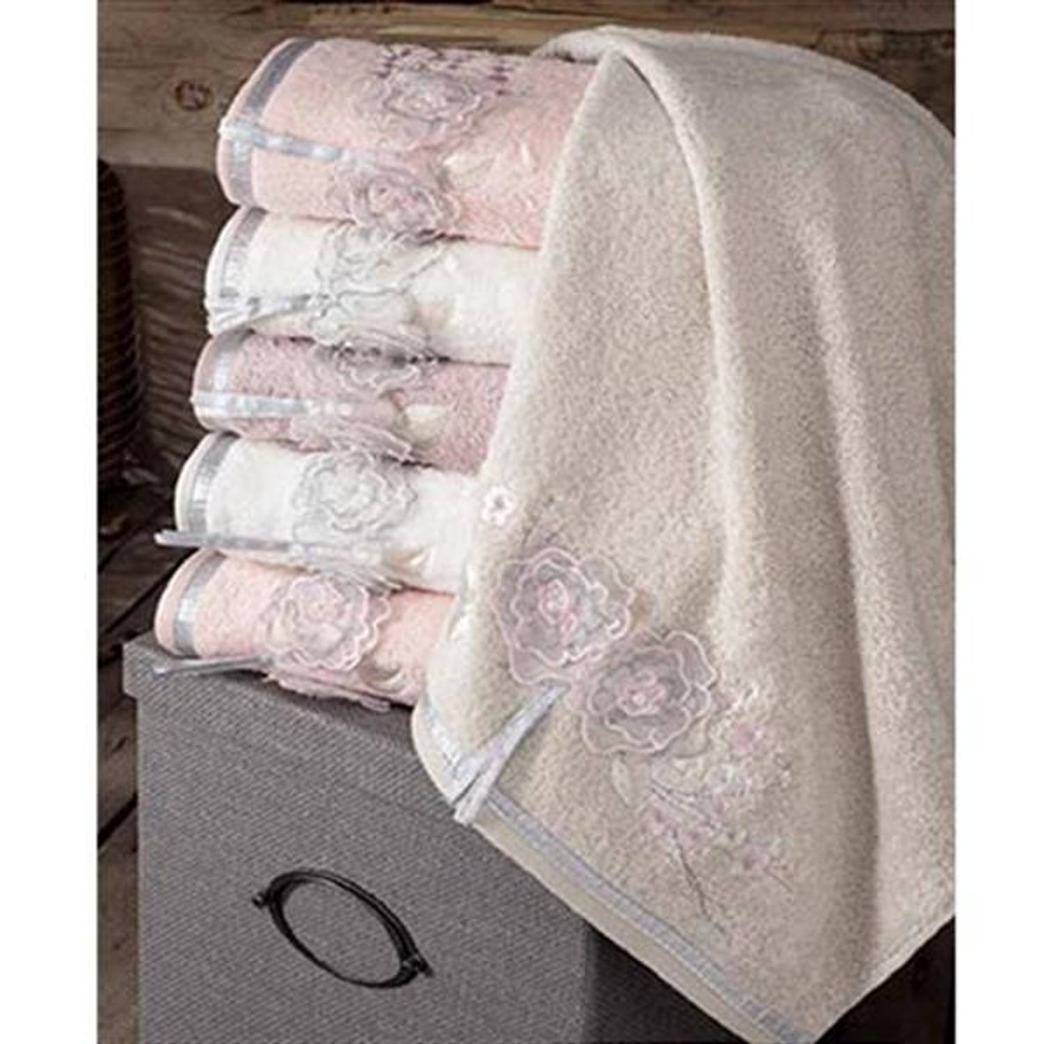 Полотенце для лица и рук PUPİLLA BAMBU с гипюром 50*90 ROSALİNDA 1052