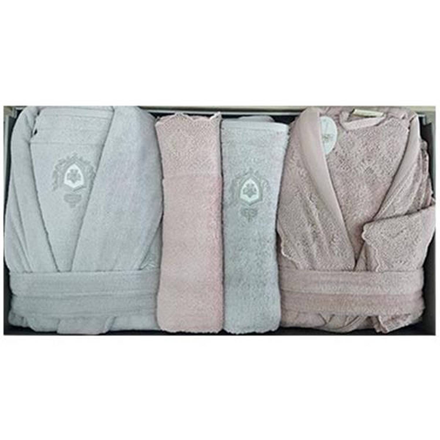 PUPİLLA AİLE BORNOZ SETİ PENYE SEVİLLA GÜLKURUSU - A.GRİ