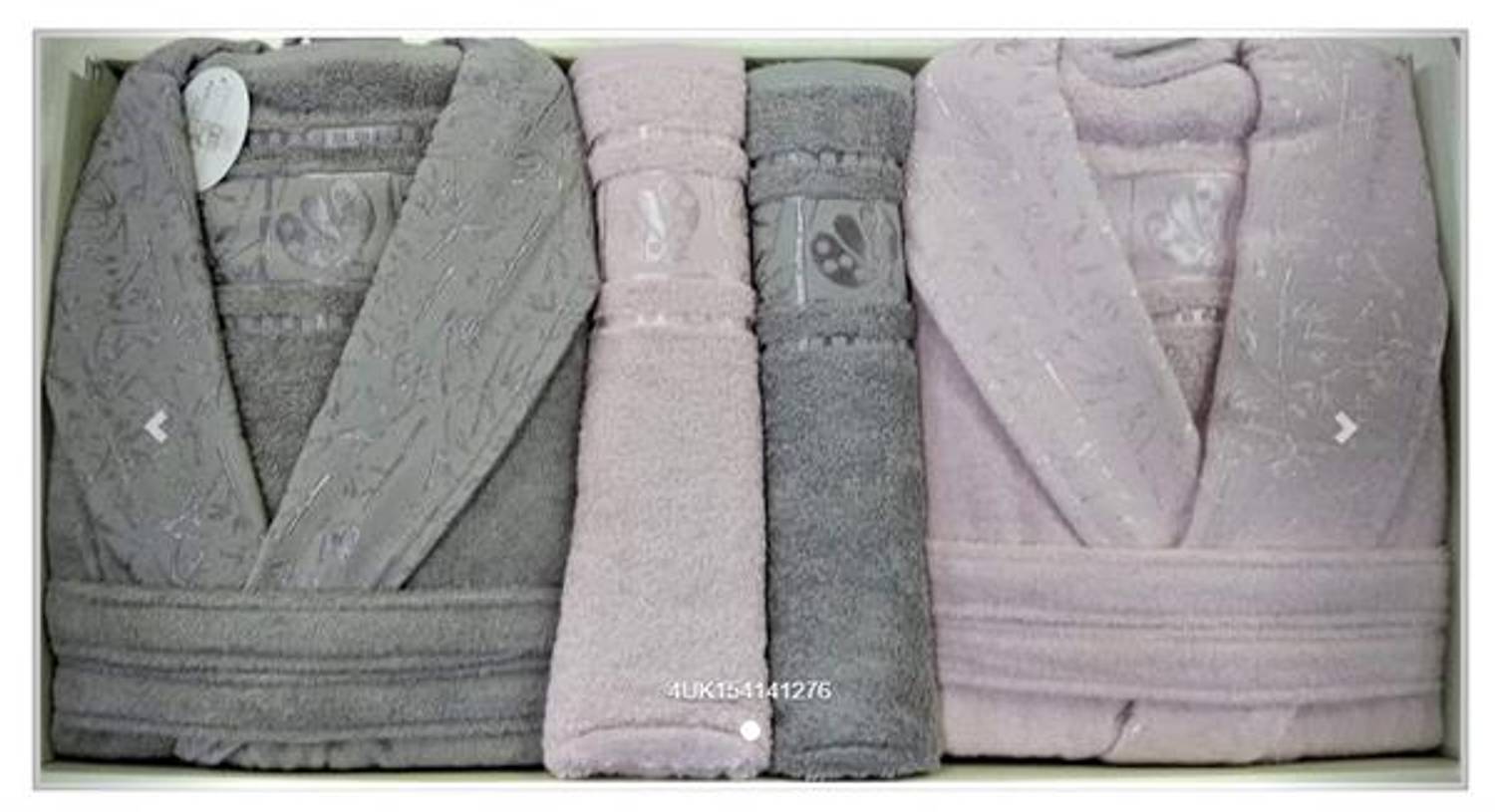 PUPİLLA AİLE BORNOZ SETİ BAMBU SİLVER SOMON - K.GRİ