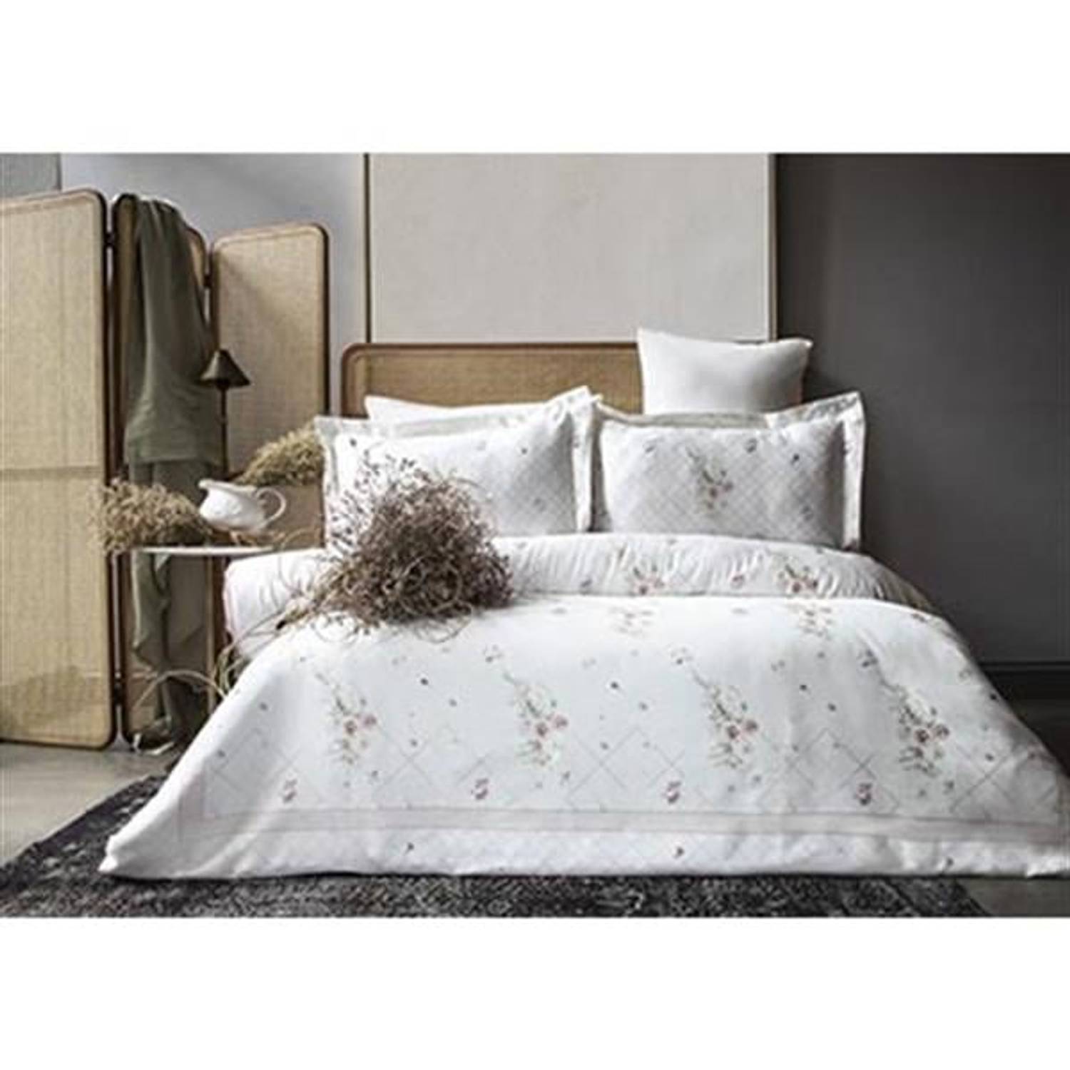 PUPİLLA DIGITAL PRINTED SATIN DOUBLE BEDDING SET SANTORINI