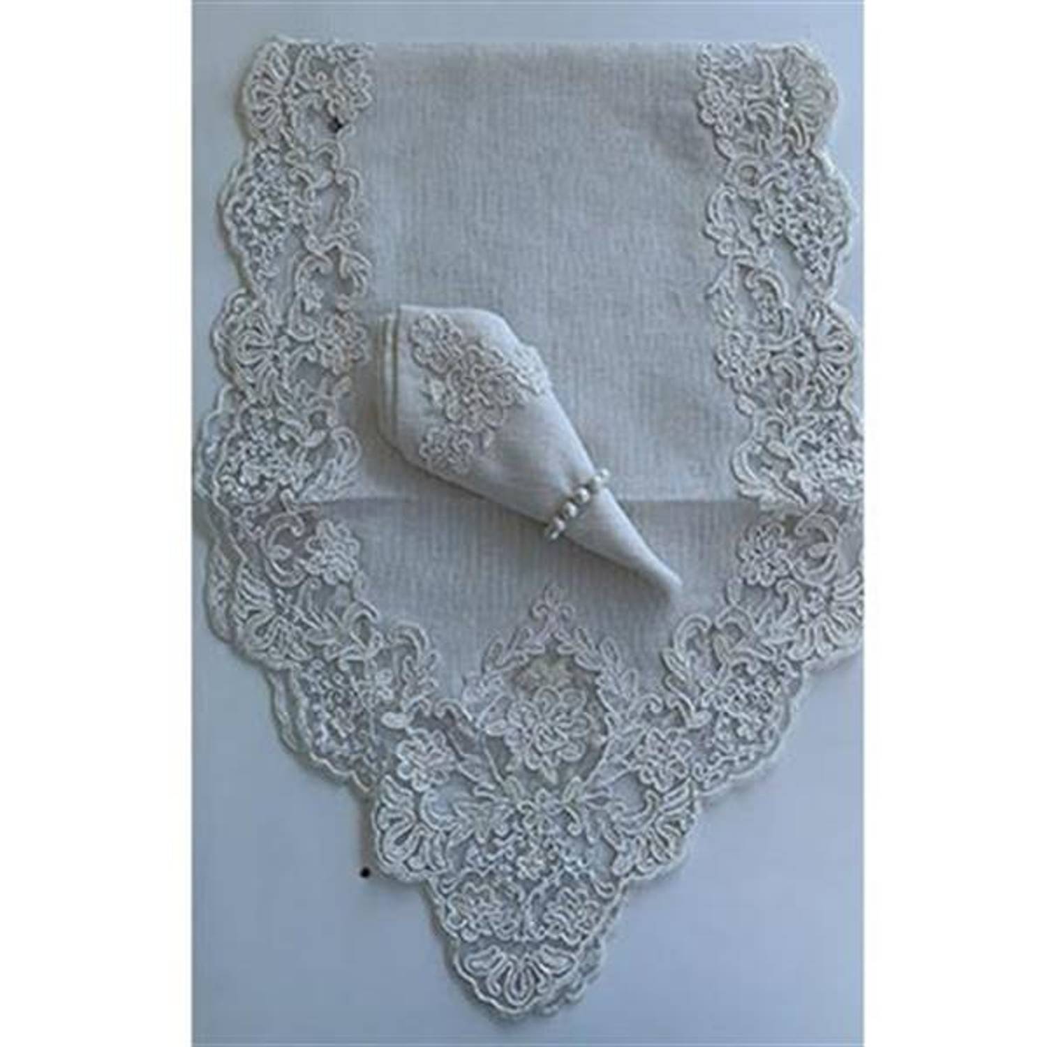 TURKISH RUNNER TABLE SET VICTORIA CREAM