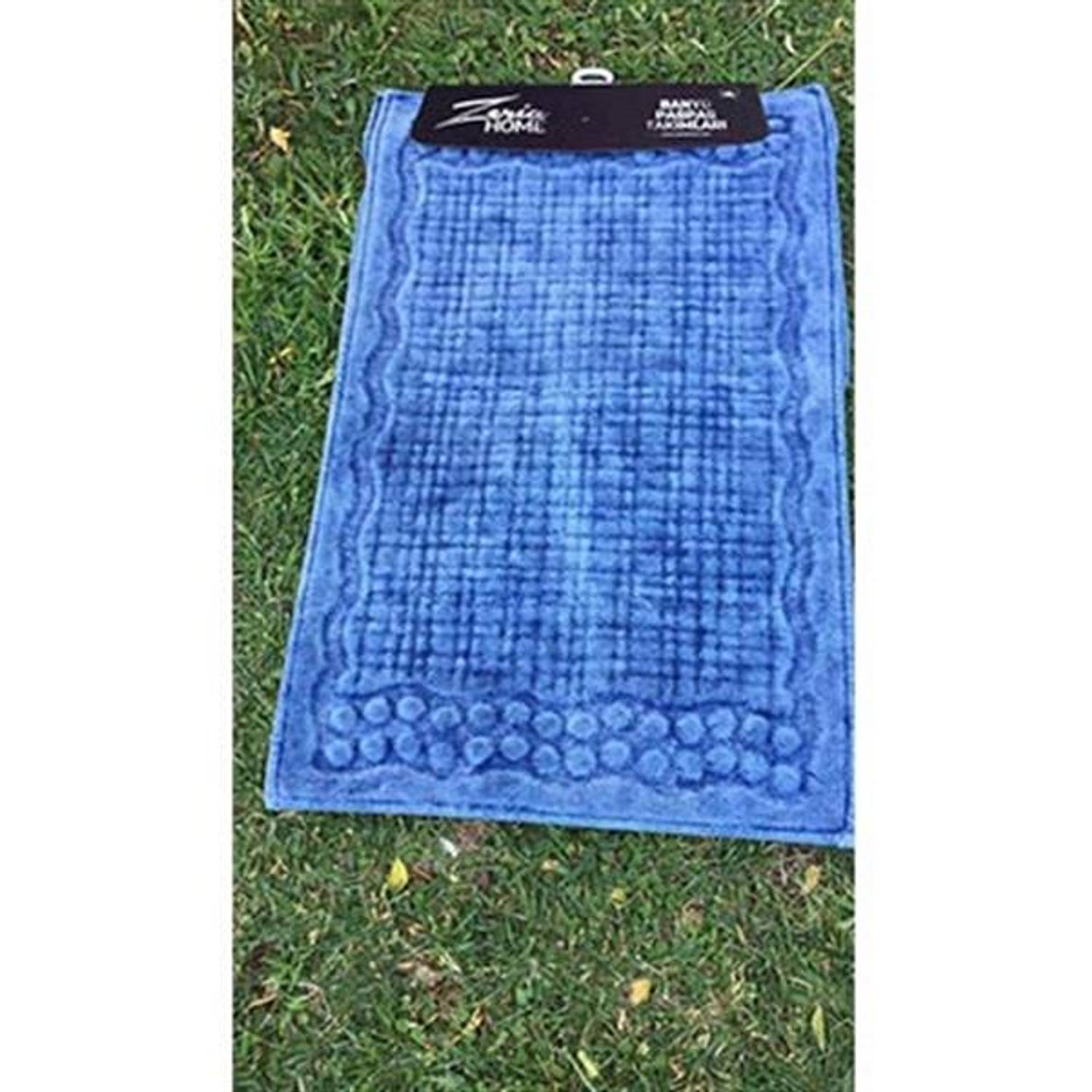 Килимок для ванної Zeria, вінтажний, бавовняний, клітка, синій