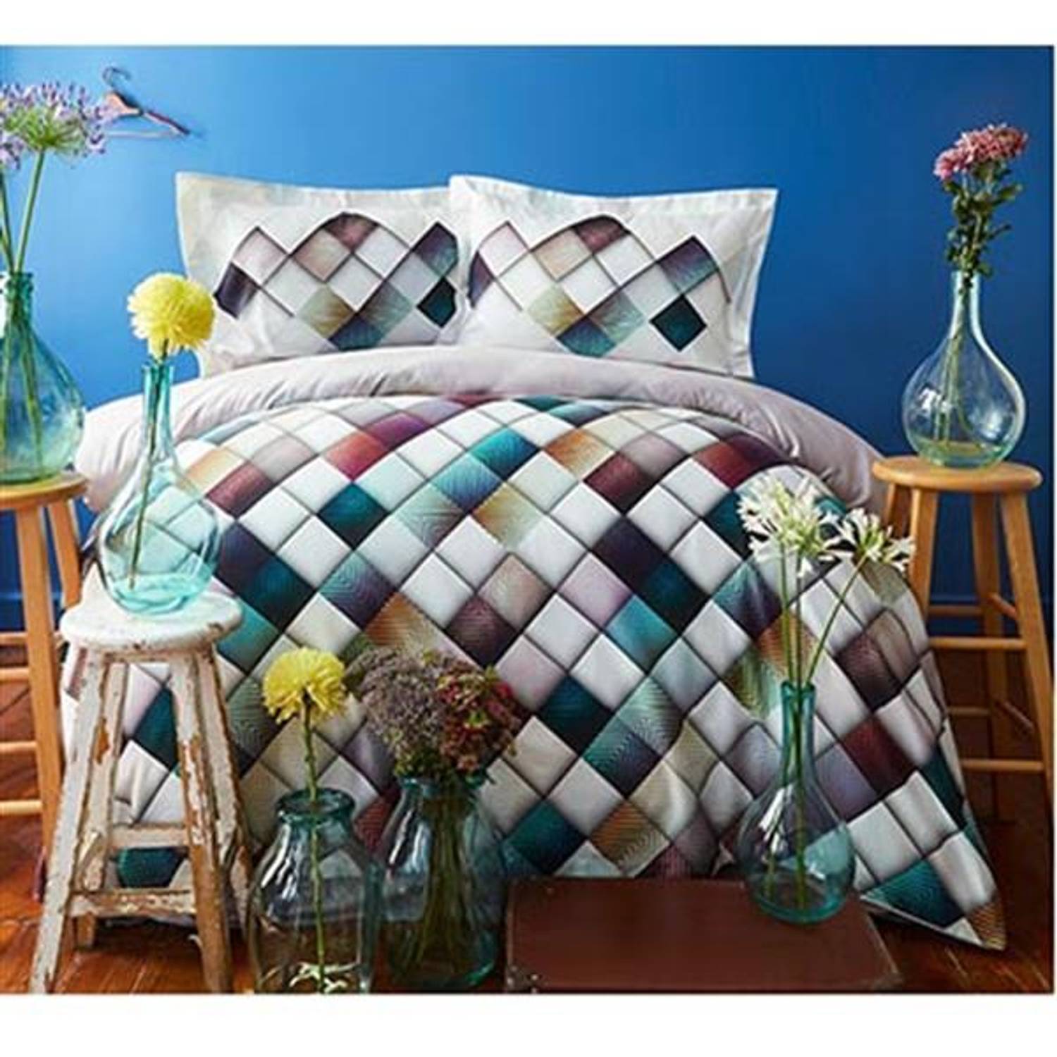 Набор постельного белья из сатина с цифровым принтом PUPİLLA в стиле АЛЛЕН для двуспальной кровати