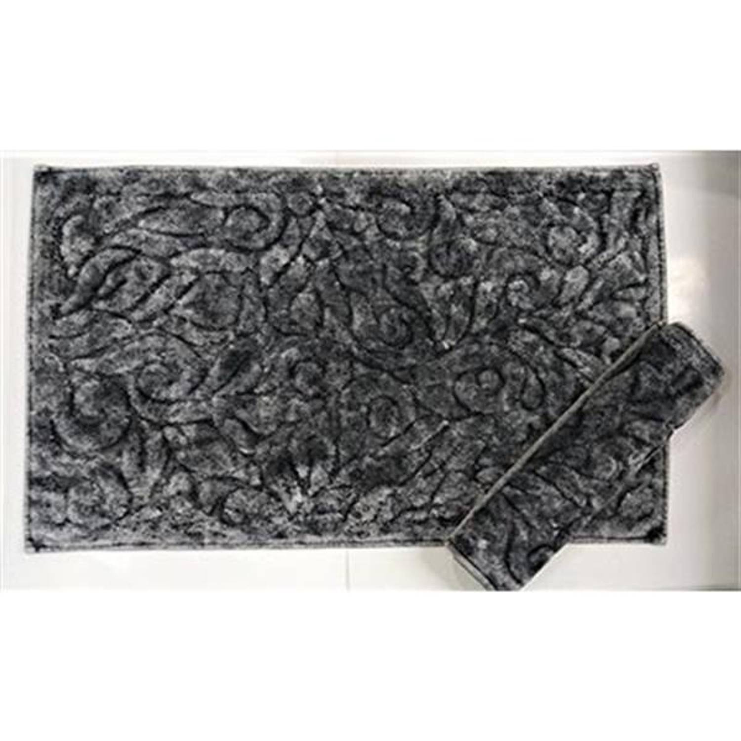 Клозетний набір Maco Cotton, натуральний бавовняний, чорний, 60*100 см та 50*60 см, прямокутний, прати в пральній машині при 30 °C