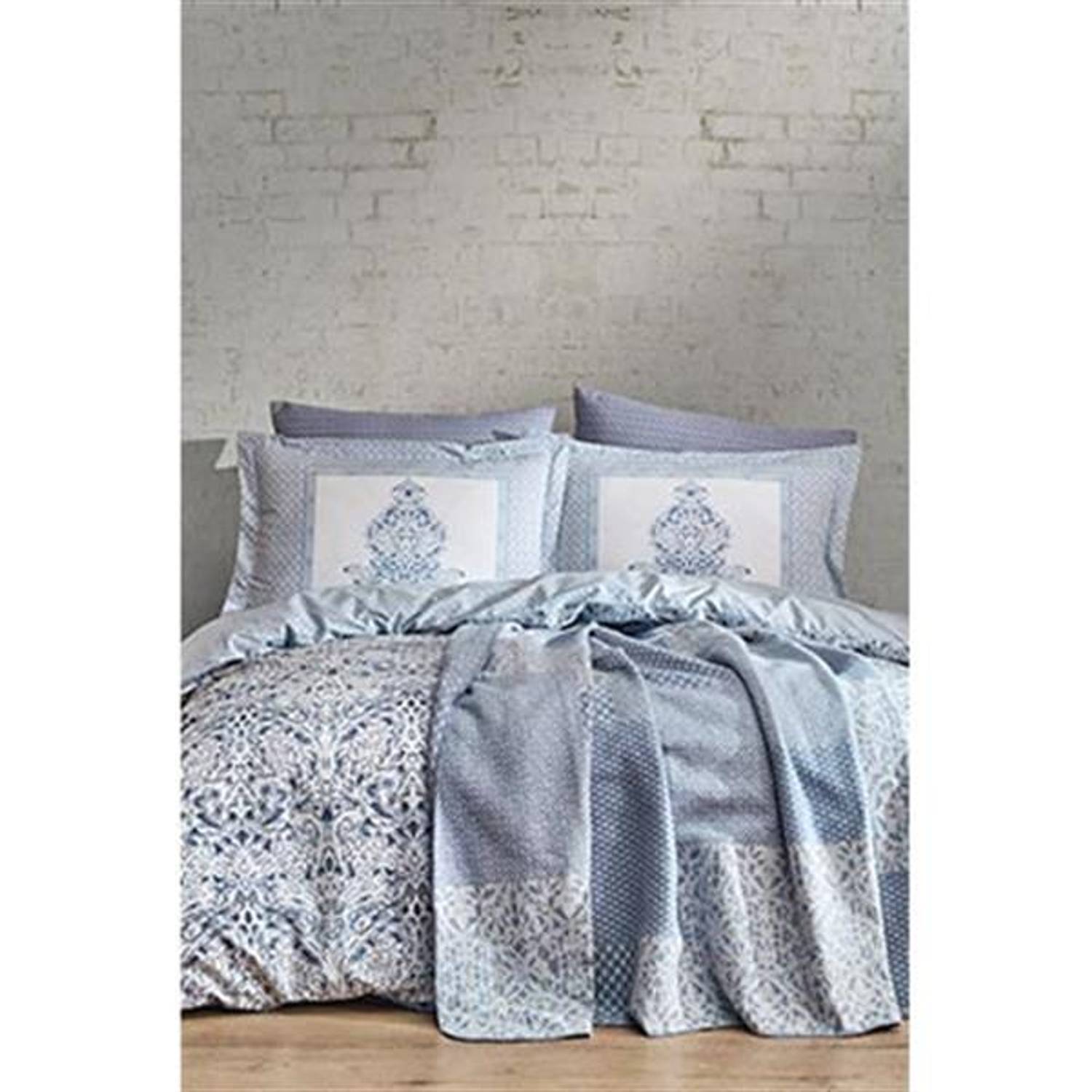 GOOD NIGHT ISTANBUL BLANKET & BEDDING SET DOUBLE DREAM ICE BLUE