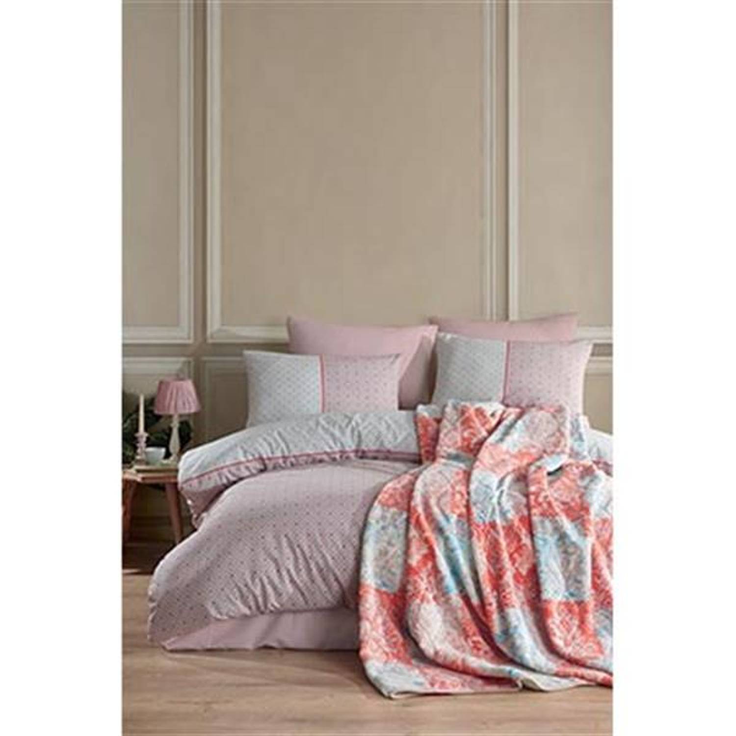 İYİ GECELER İSTANBUL BATTANİYE NEVRESİM TAKIMI SET ÇİFT KİŞİLİK VALERİA VANESSA CORAL