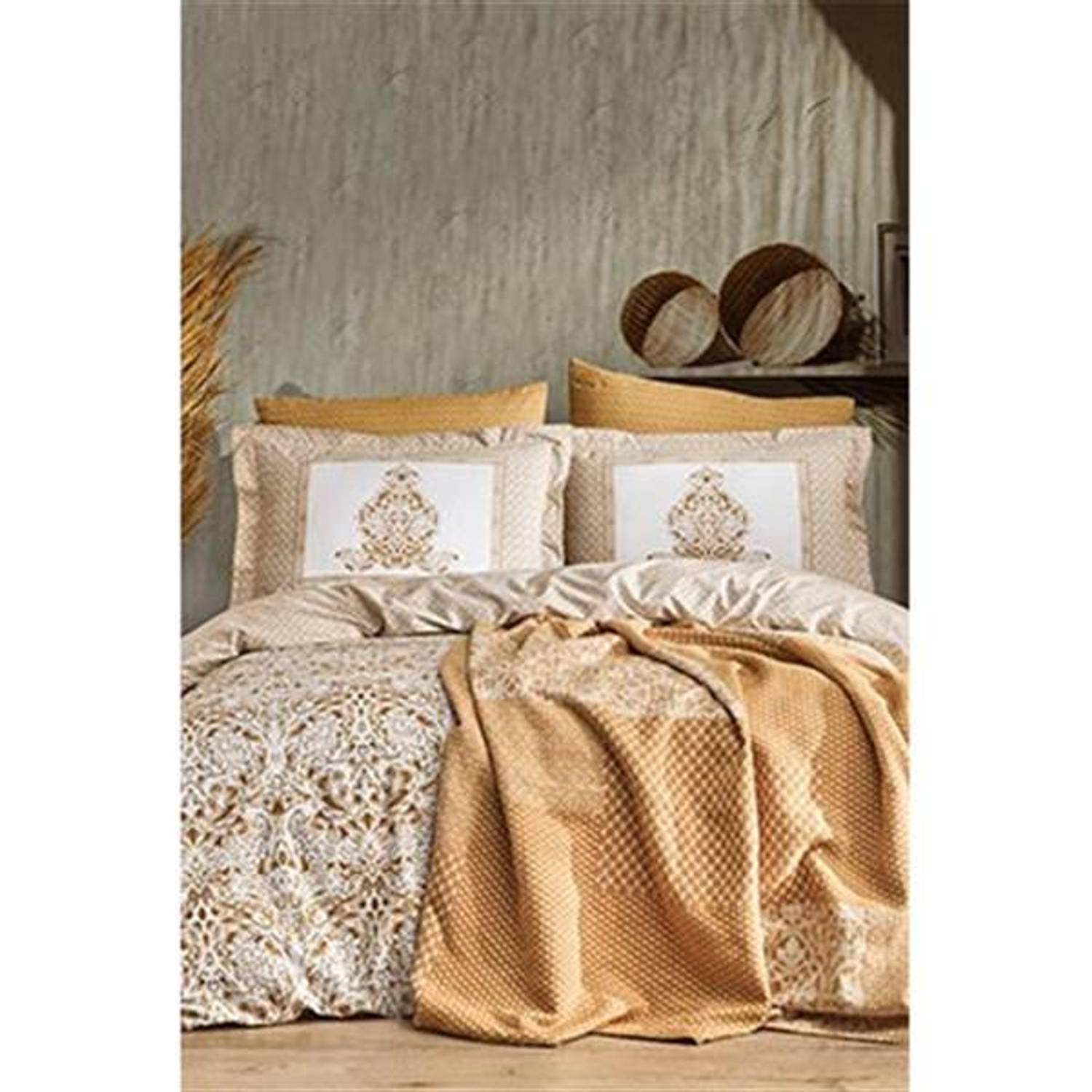 GOOD NIGHT ISTANBUL BLANKET & BEDDING SET DOUBLE DREAM WINTER MUSTARD
