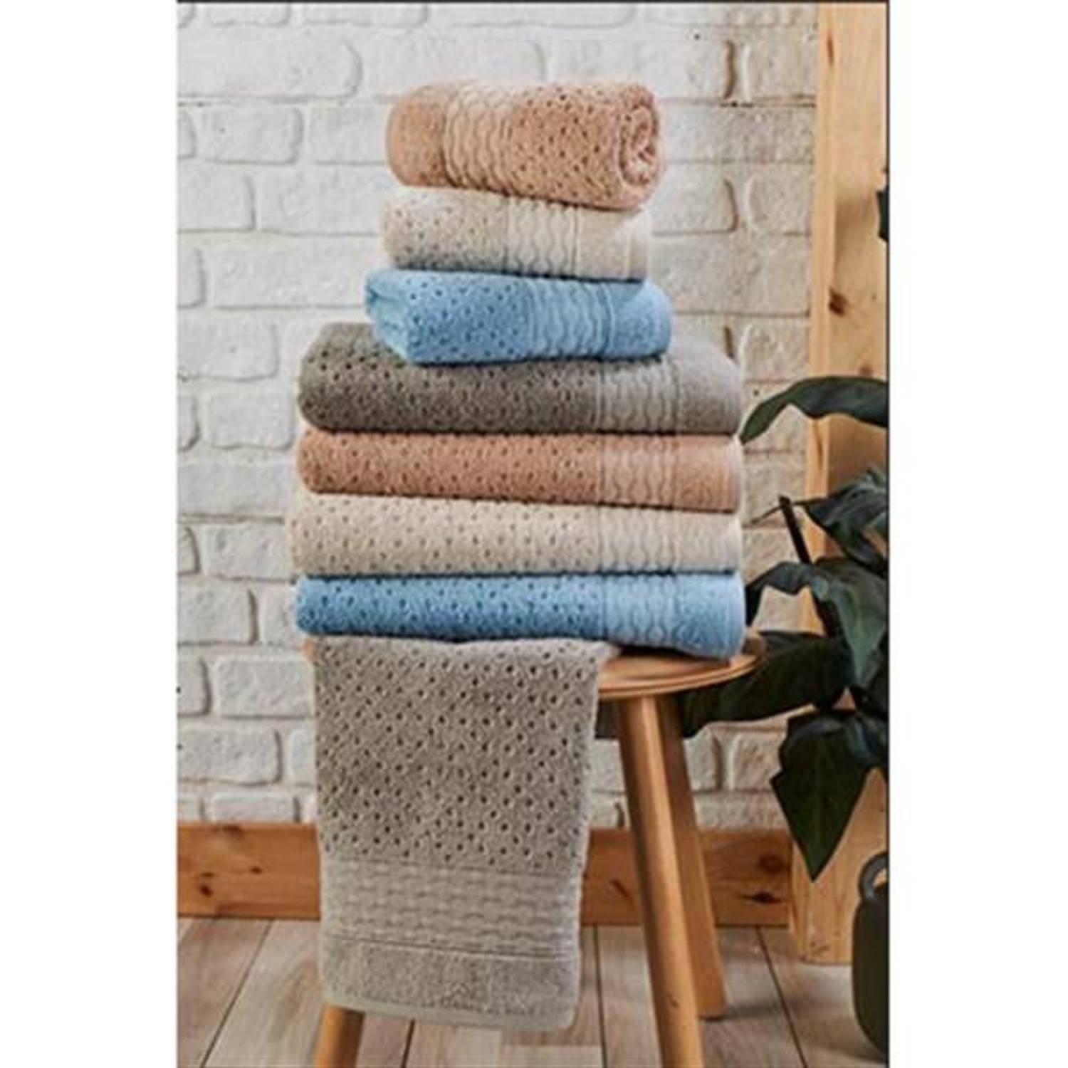 Елегантний комплект з 4-х рушників 50*90 см з м’якої бавовни для обличчя та рук, колір: мигдаль