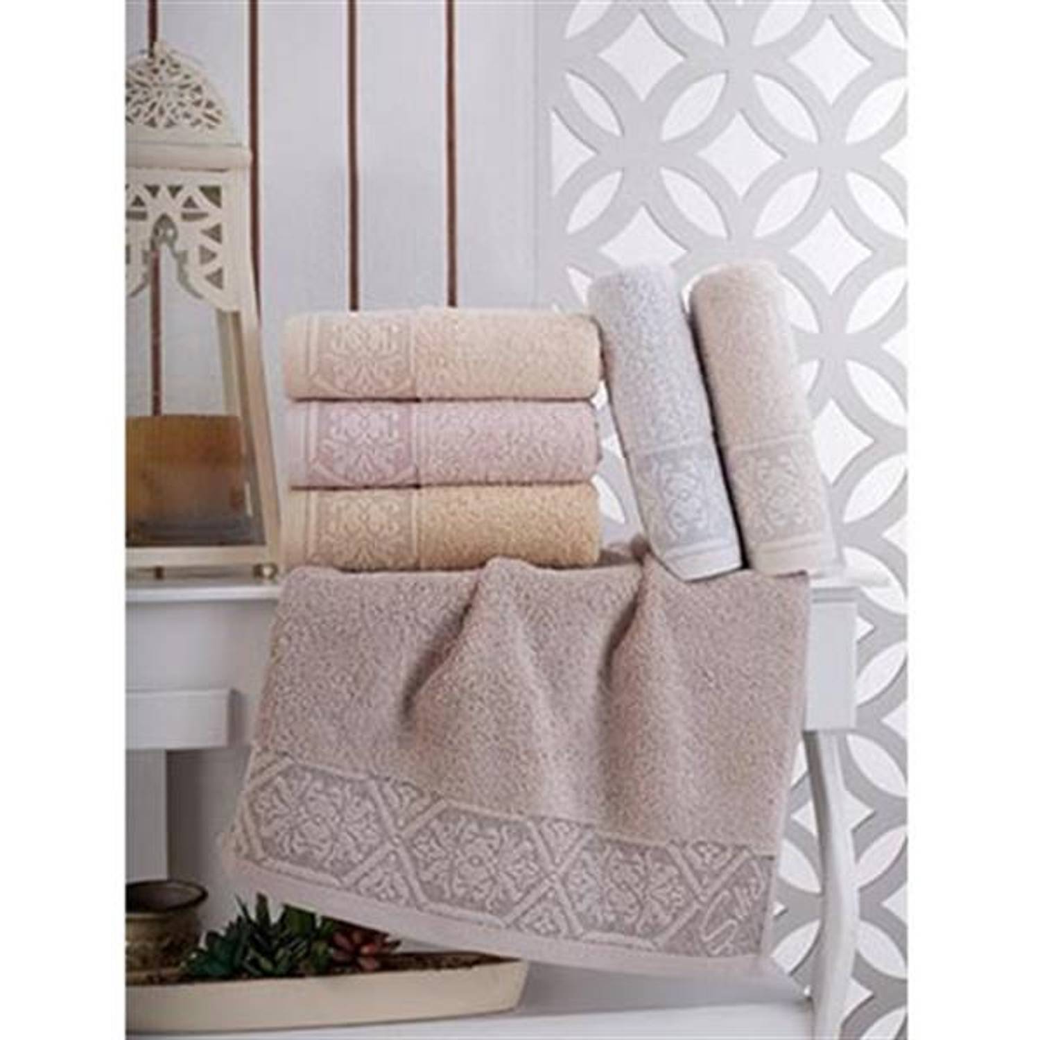 Стильные хлопковые полотенца 6 штук 50*90 см в шониле