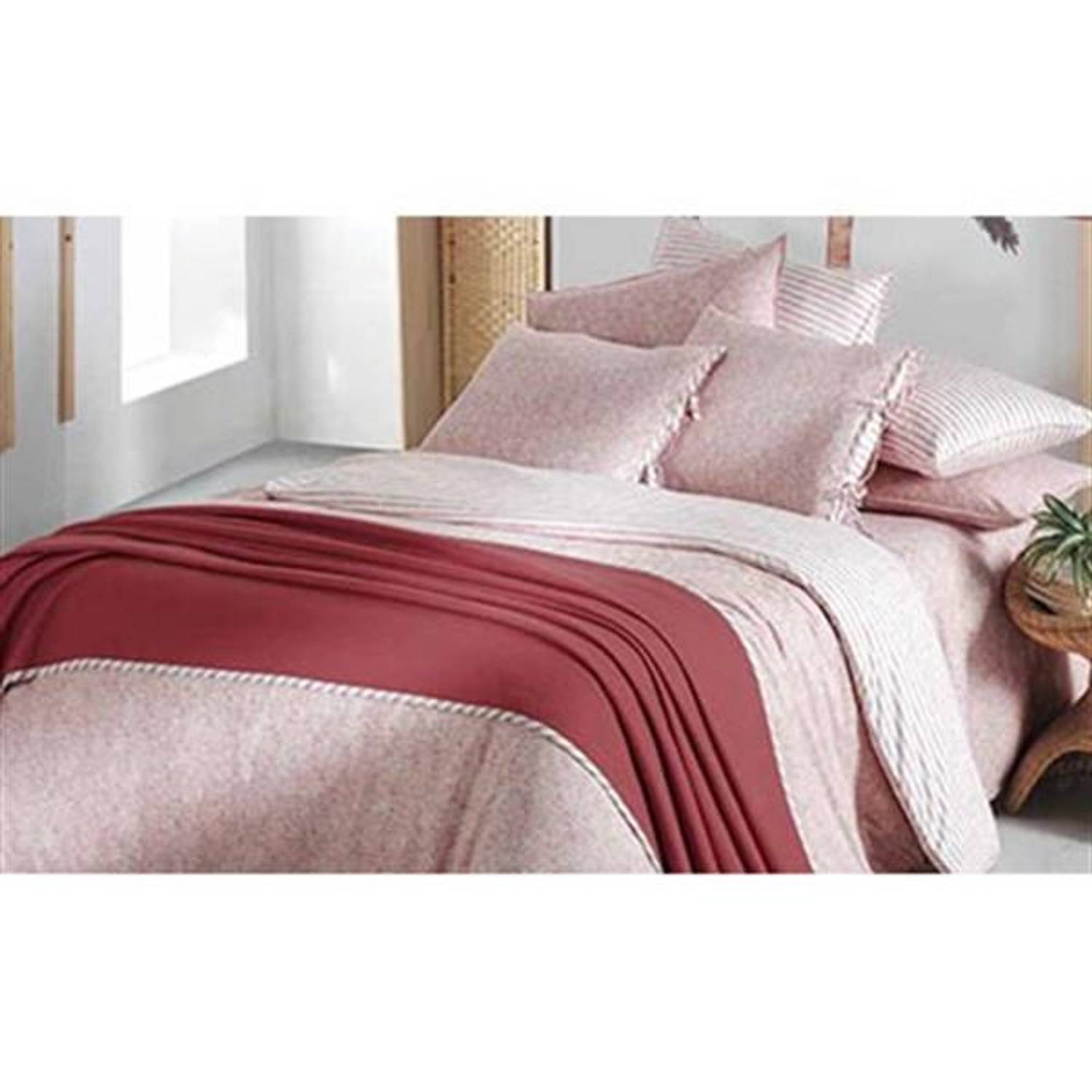 Ексклюзивний двоспальний комплект покривала Sarev Eva Reva червоного кольору