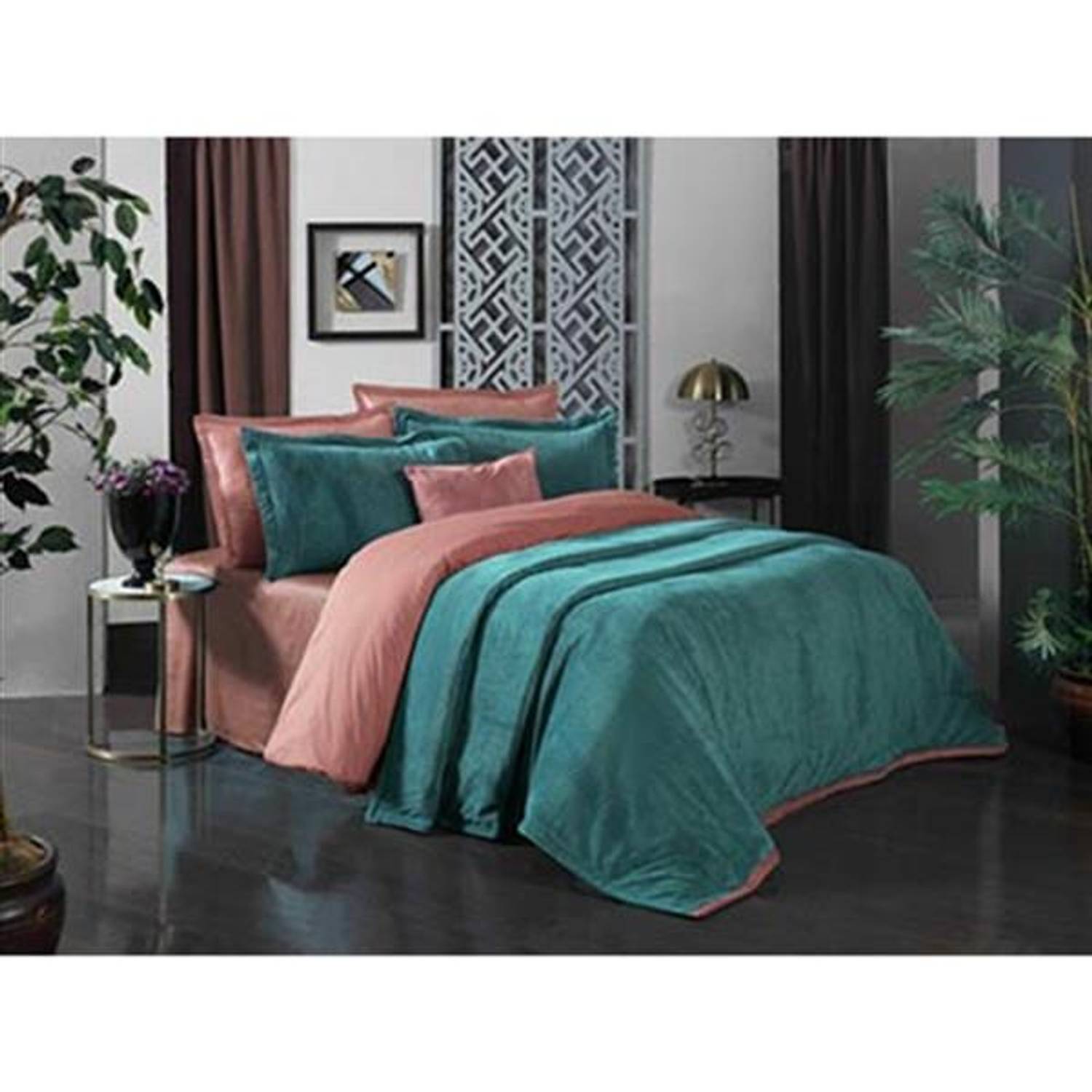 SAREV DOUBLE EXCLUSIVE BED COVER DOLCE VITA PETROL