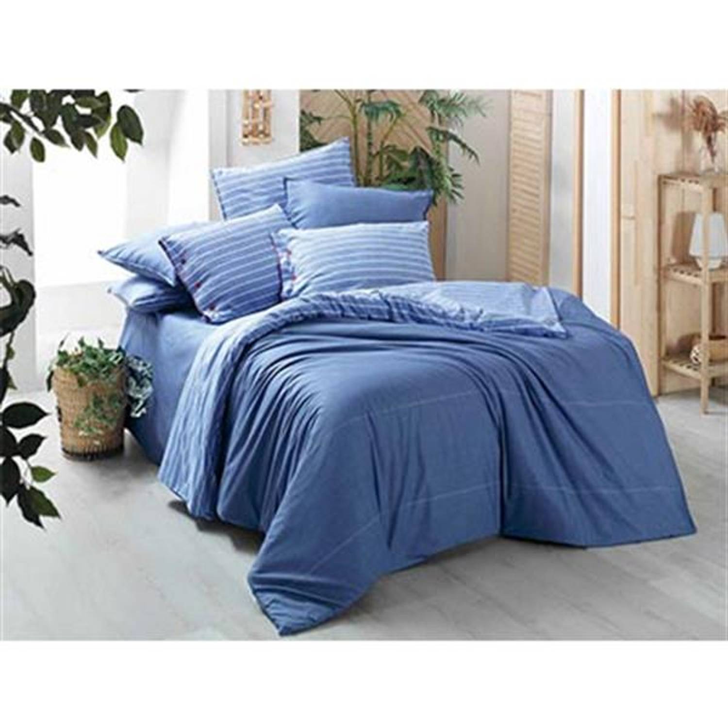Sarev Percale Double Duvet Cover Set Sandor Blue