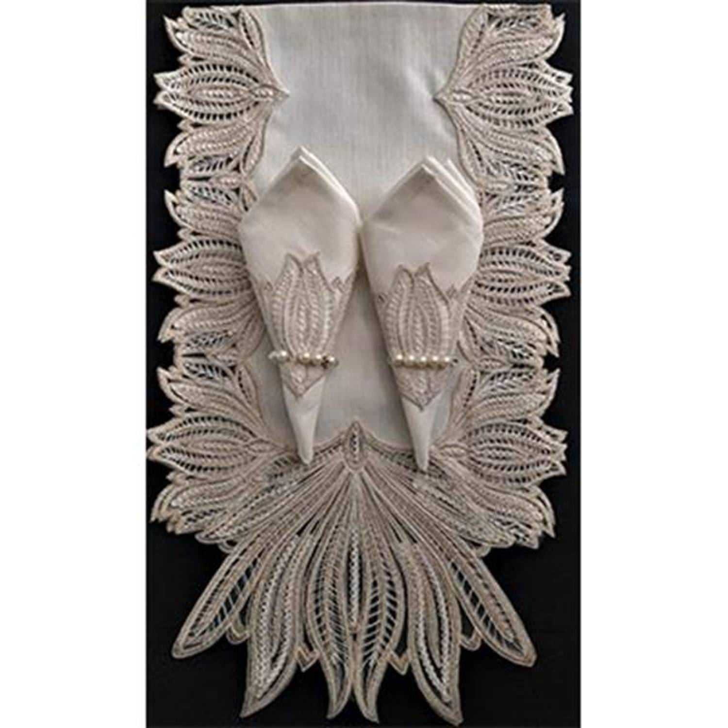 ATAK RUNNER MASA SETİ ZAMBAK KREM - GOLD