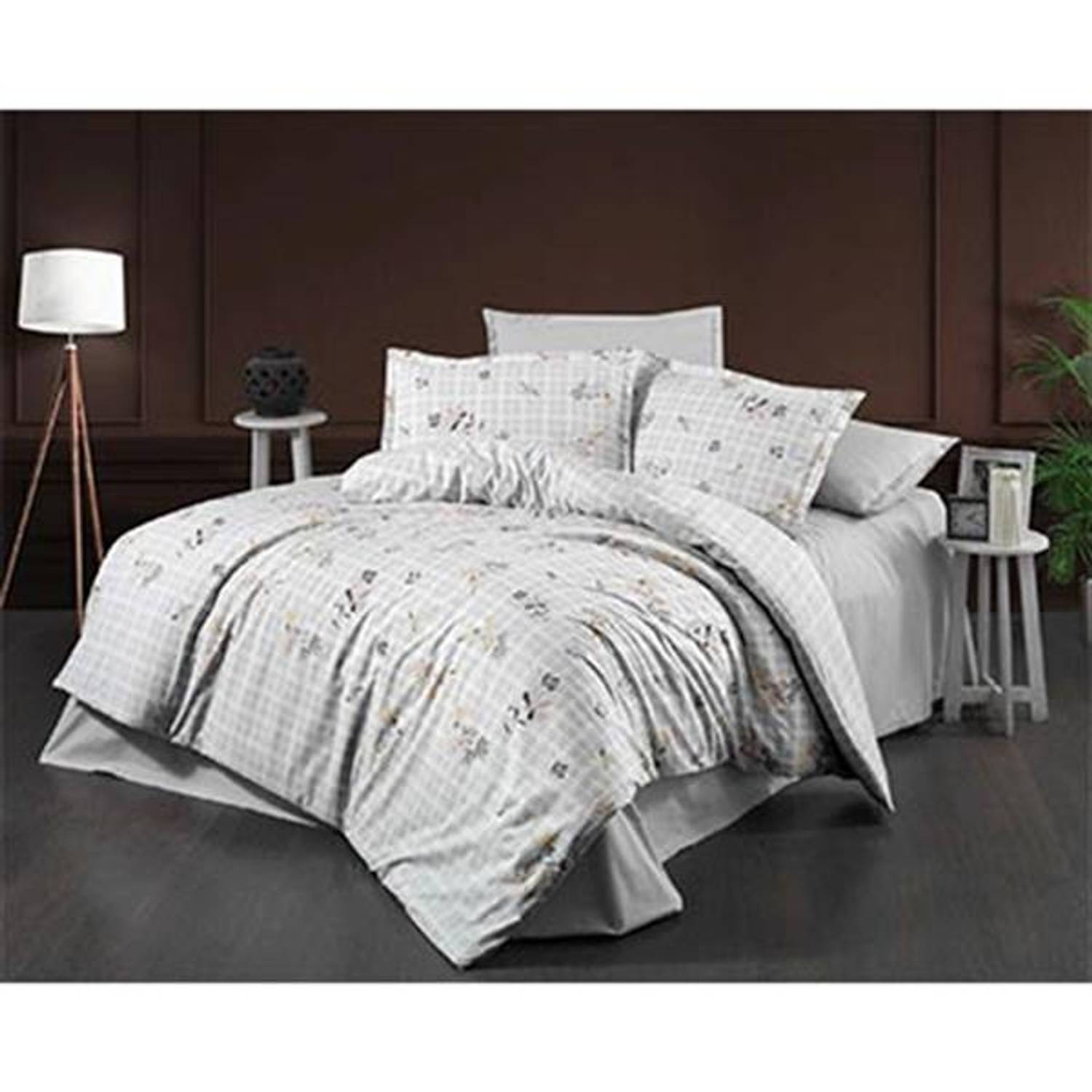 Комплект постельного белья SAREV из ренфорса, двуспальный, бежевый с подушками, стильный и прочный для комфортного отдыха