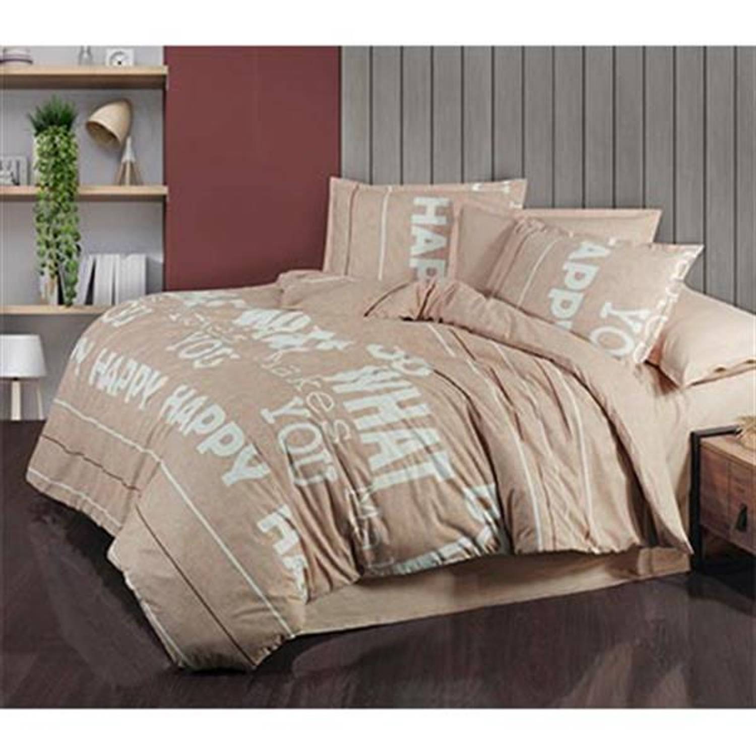 SAREV RANFORCE TEK KİŞİLİK NEVRESİM TAKIMI BAZAAR VERNA BEJ