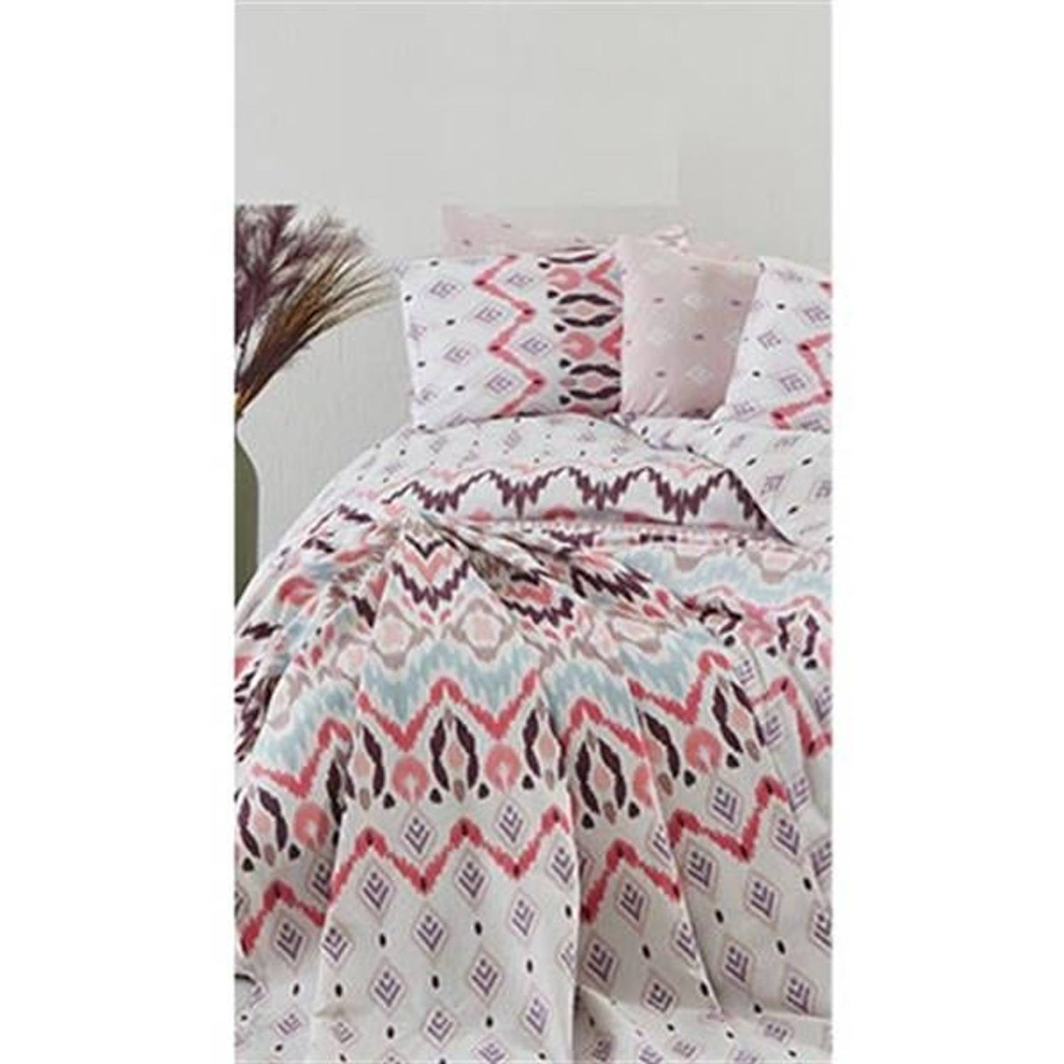 طقم بيكيه بطبعات مزدوجة من كوتون لايف ، وردي أستك