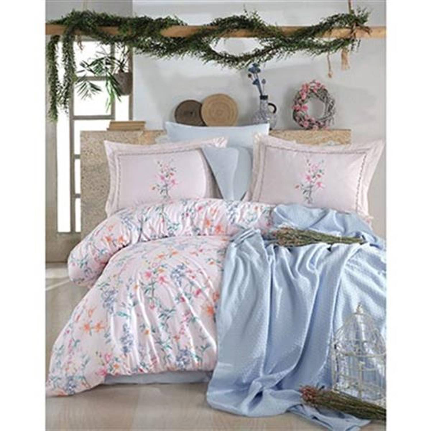 İyi Geceler İstanbul Çift Kişilik Nevresim Pike Seti Jasmin Pembe