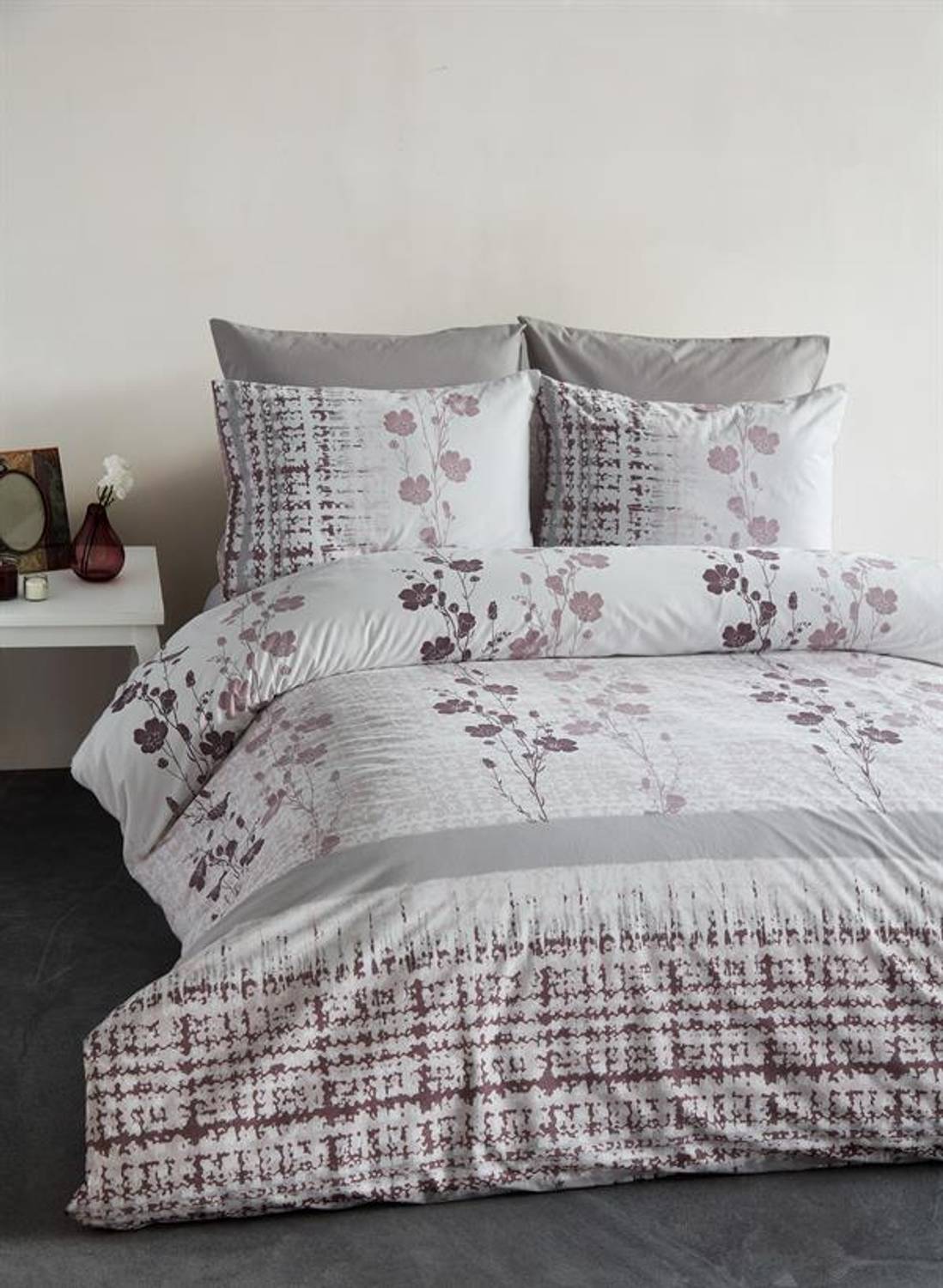 İyi Geceler İstanbul Percale Çift Kişilik Nevresim Takımı Alia Mürdüm