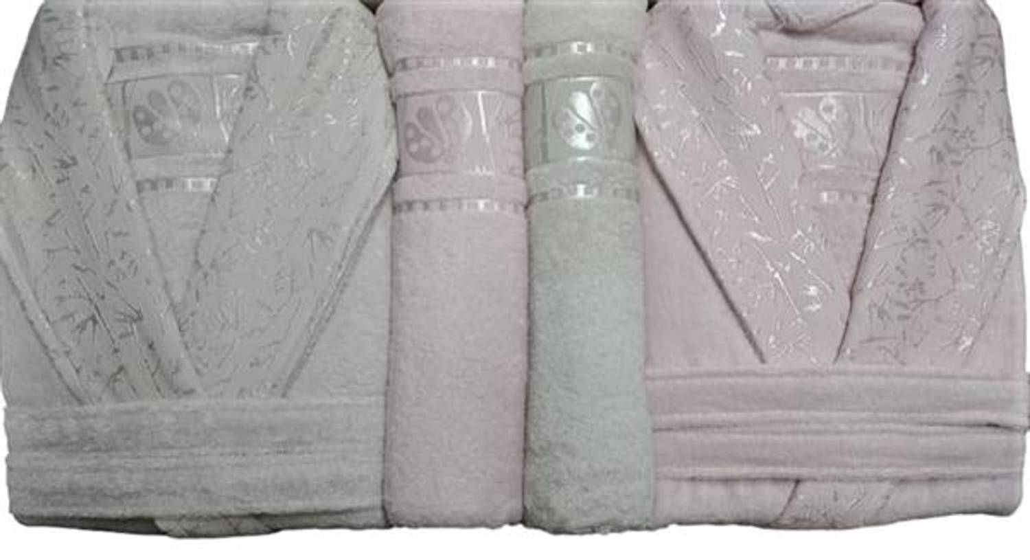 Комплект рушників для сім'ї Pupilla з бамбука Silver, персиковий та бежевий