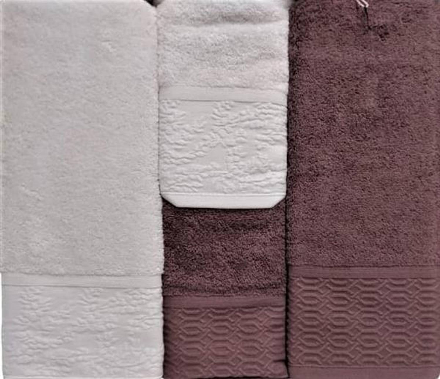Комплект рушників для ванни та сауни "Доброї ночі Стамбул" Essence, пудровий - темно-фіолетовий