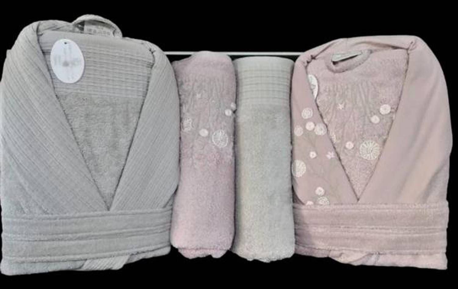 Pupilla Family Bathrobe Set Combed Cotton Elnur Beige-Powder