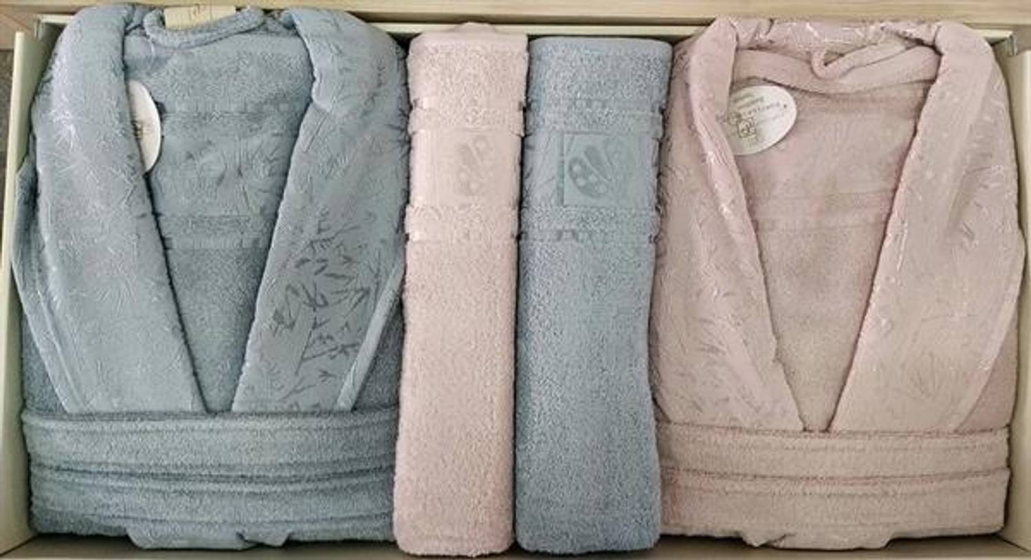 Pupilla Family Bathrobe Set Bambo Silver Powder-Blue