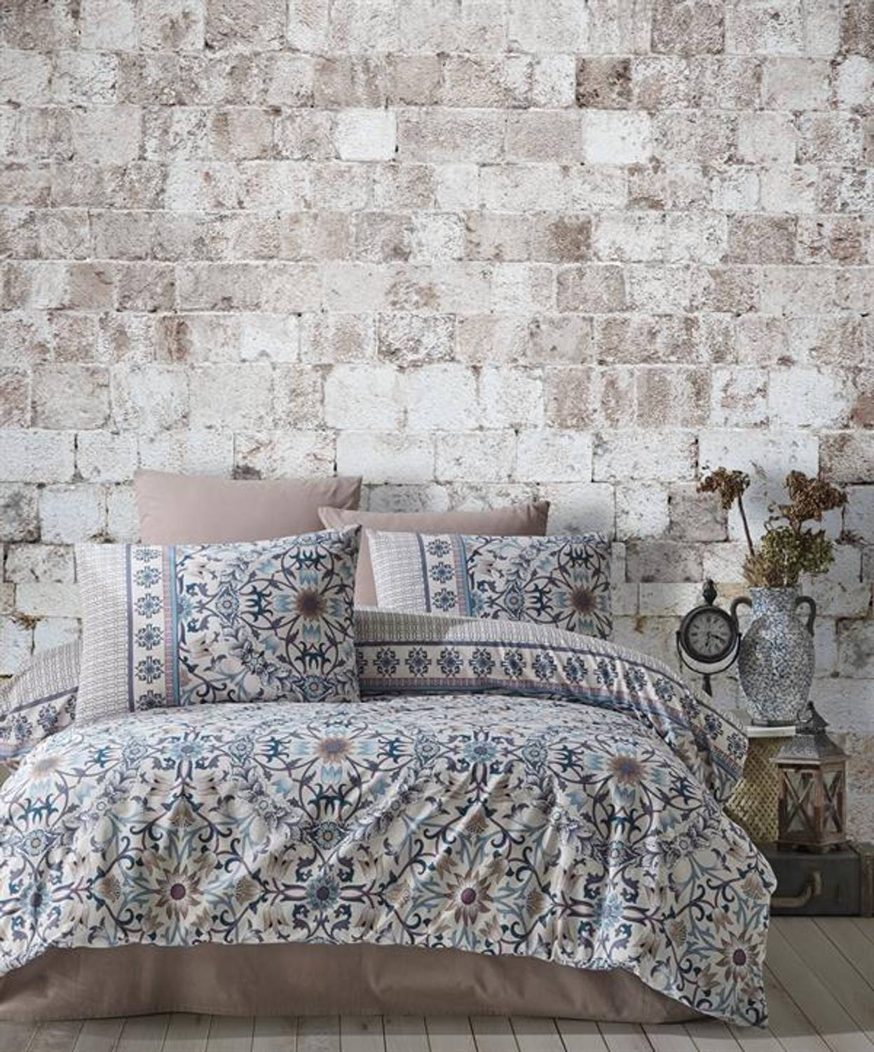 Good Night Istanbul Percale Double Duvet Cover Set Efsun Blue