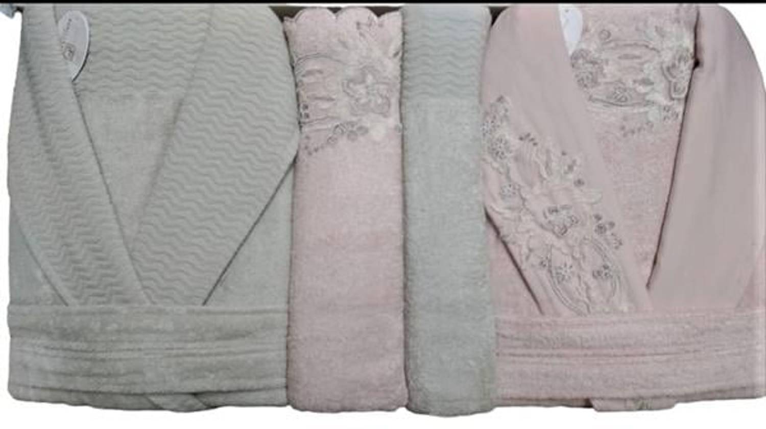 Pupilla Family Bathrobe Set Bamboo Vanetta Dried Rose-Linen