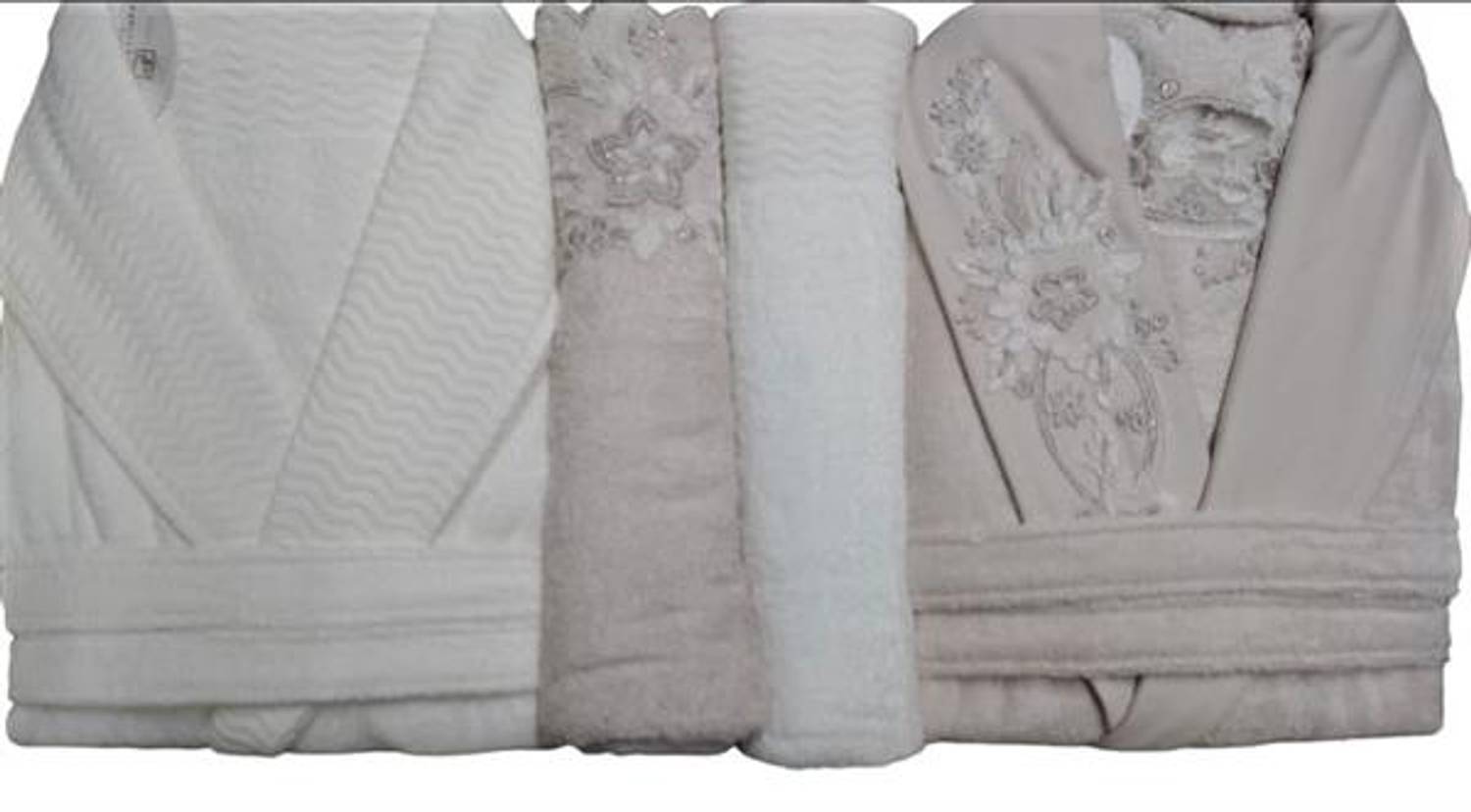 Pupilla Aile Bornoz Seti Bambu Vanetta Pudra-Ekru