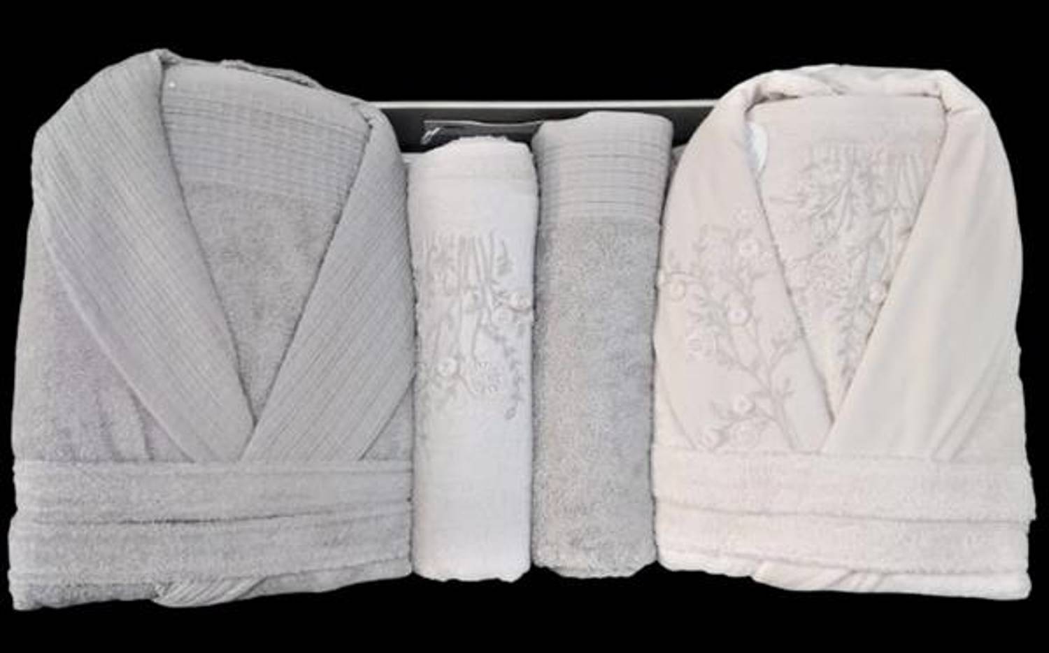 Pupilla Family Bathrobe Set Combed Cotton Elnur Beige-Salmon