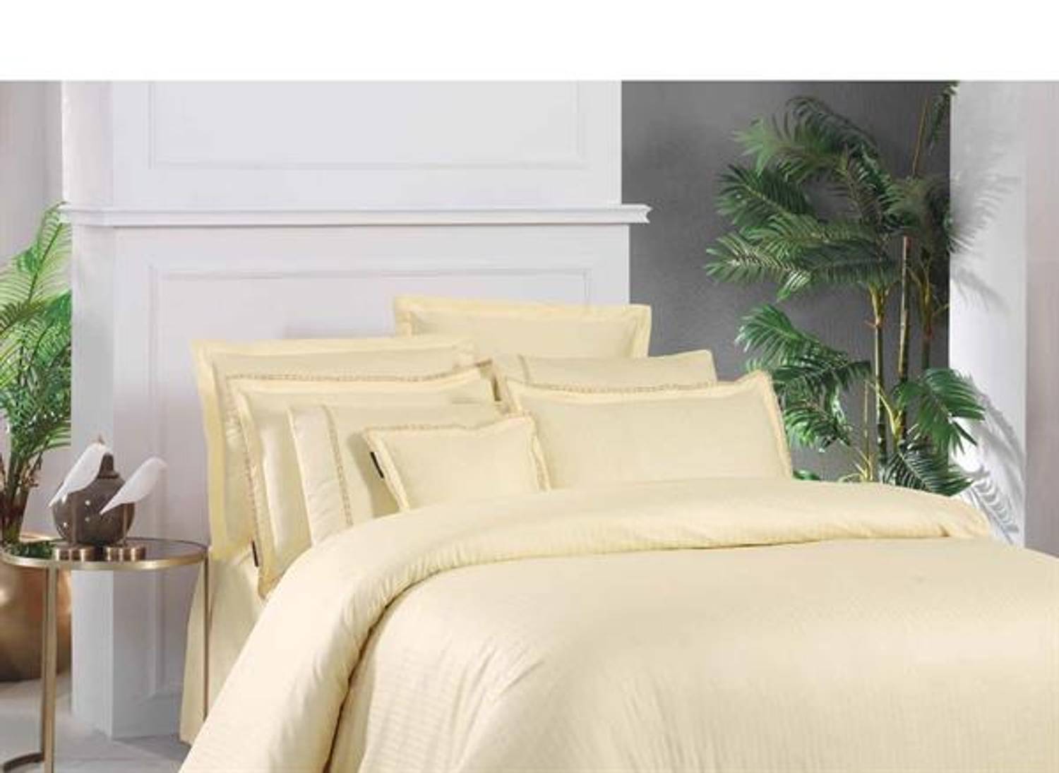 Комплект постільної білизни для двоспального ліжка Sarev Exclusive, жакардова смуга, жовтий