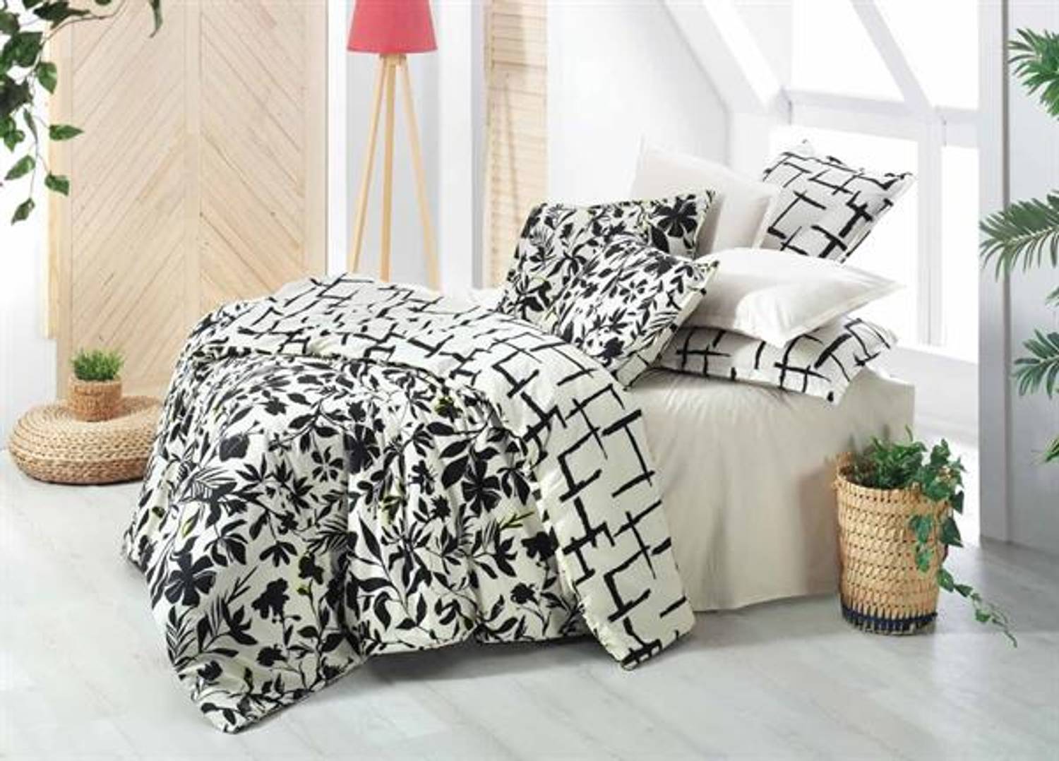 Sarev Percale Double Duvet Cover Set Amanda Black